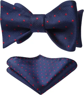 HISDERN Bow Ties for Men Polka Dot Selftie Bowtie and Pocket Square Classic Business Tuxedo Wedding Bowties Handkerchief
