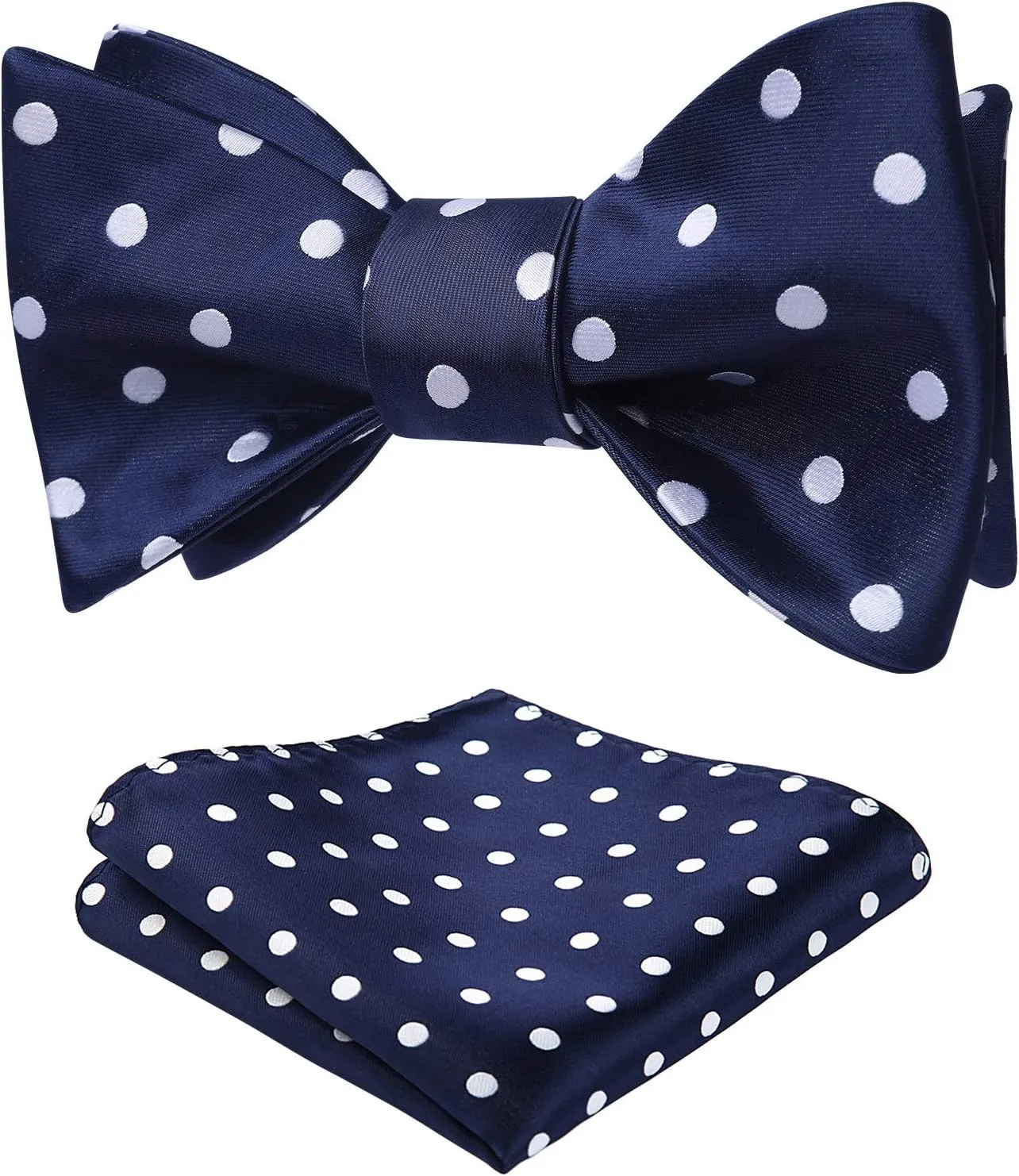 HISDERN Bow Ties for Men Polka Dot Selftie Bowtie and Pocket Square Classic Business Tuxedo Wedding Bowties Handkerchief