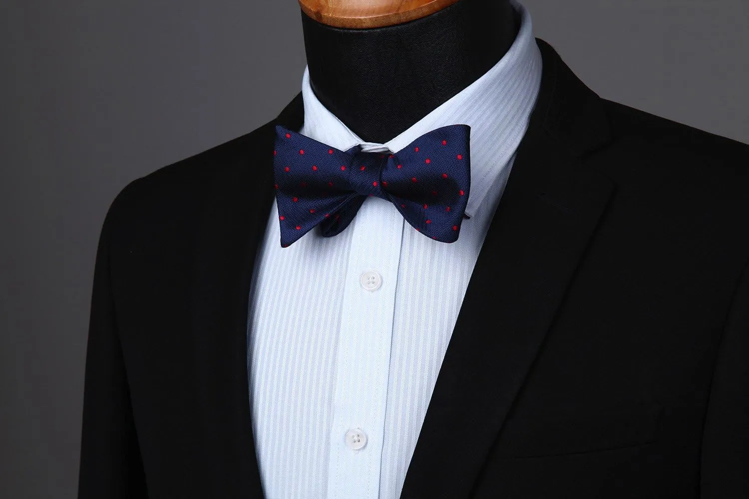 HISDERN Bow Ties for Men Polka Dot Selftie Bowtie and Pocket Square Classic Business Tuxedo Wedding Bowties Handkerchief