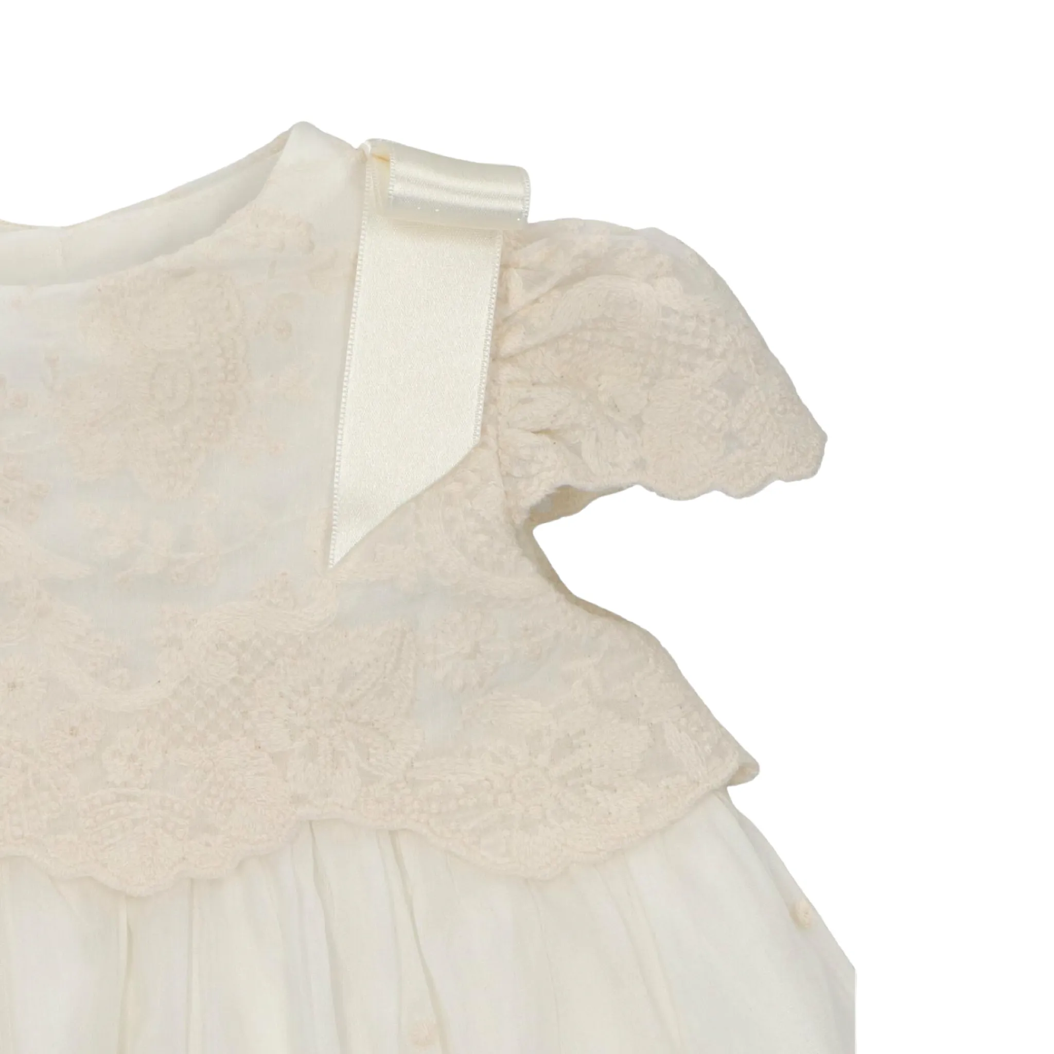 Ivory Lace Gown with Satin Bows