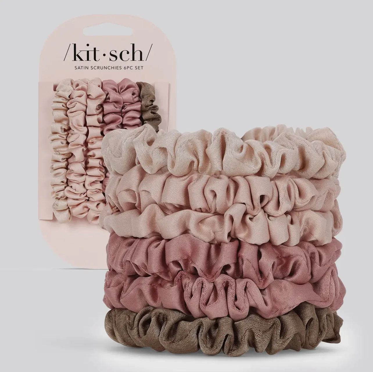 Kitsch Ultra Petite Satin Scrunchies 6pc - Terracotta