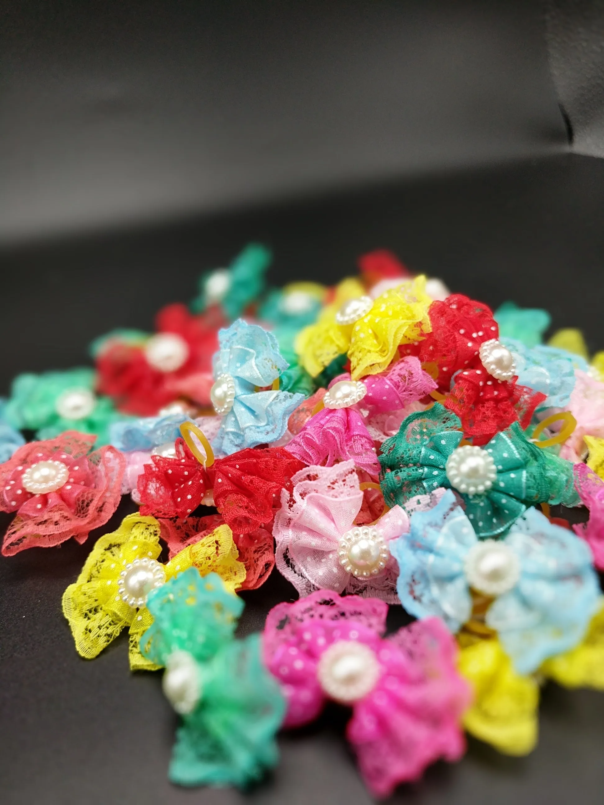 Lace and pearl bows