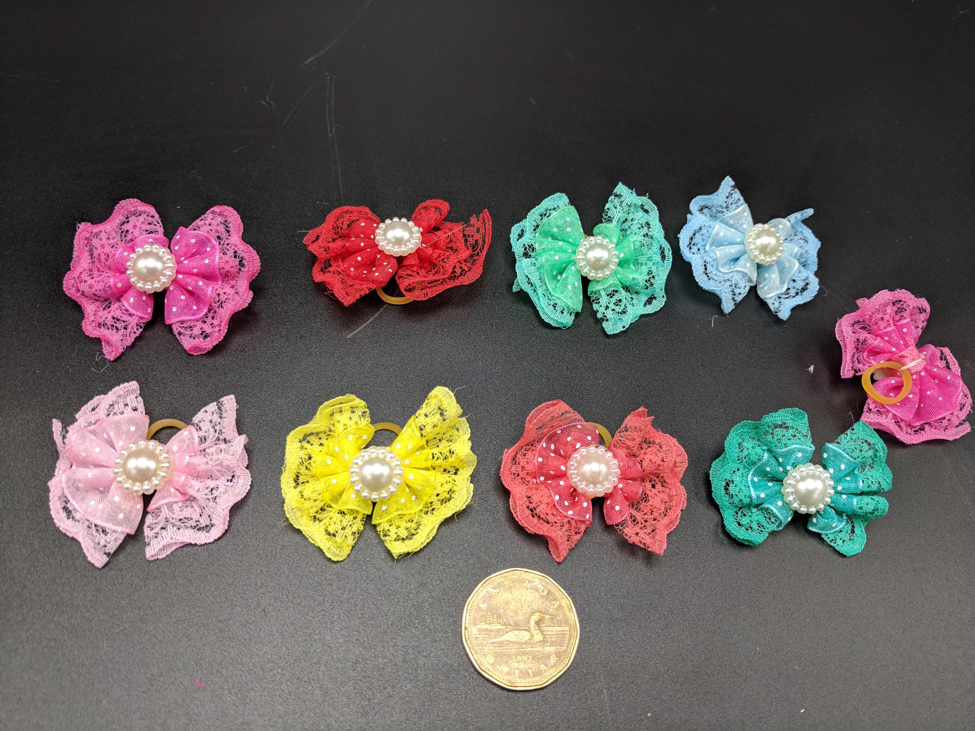 Lace and pearl bows