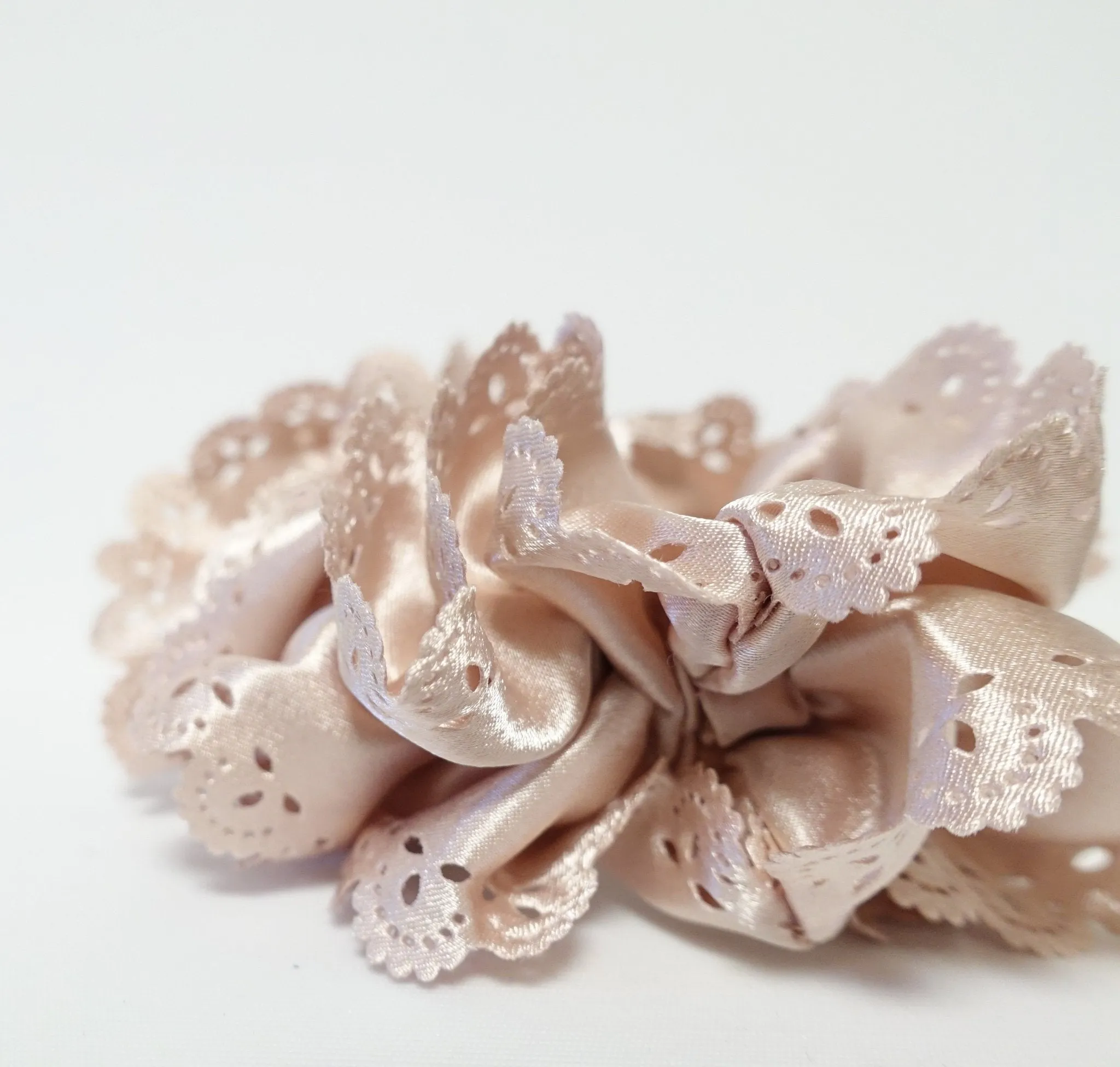 Lace Trim Satin Scrunchies Women Hair Accessory