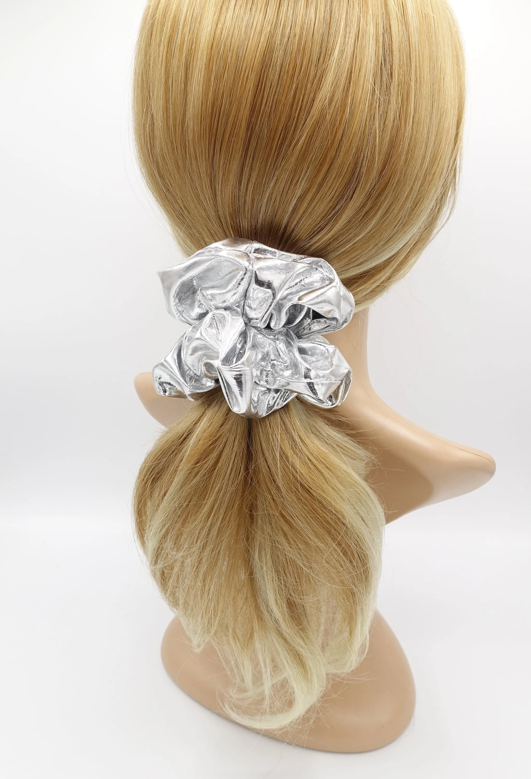 lame scrunchies metallic hair scrunchies for women
