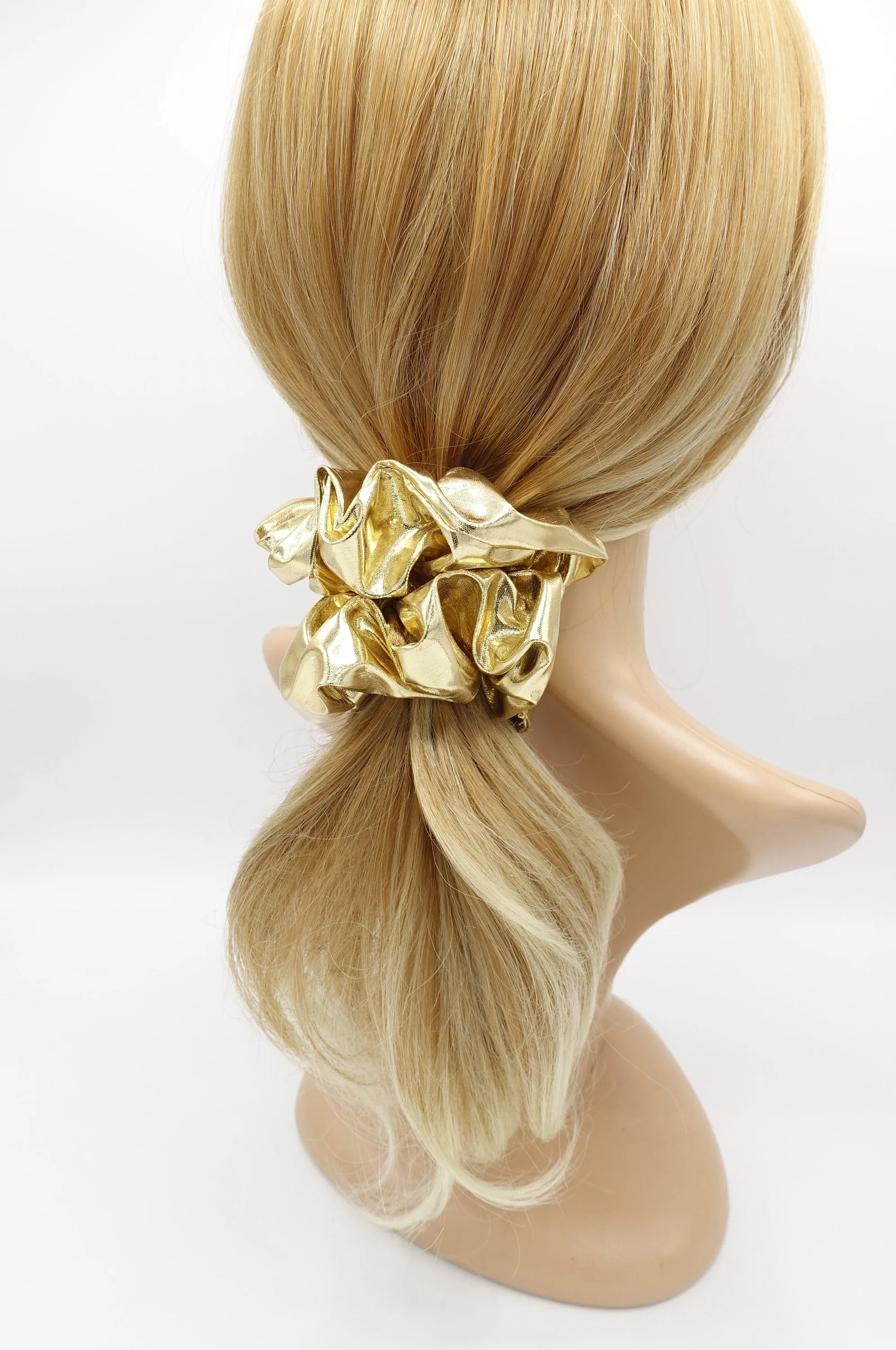 lame scrunchies metallic hair scrunchies for women