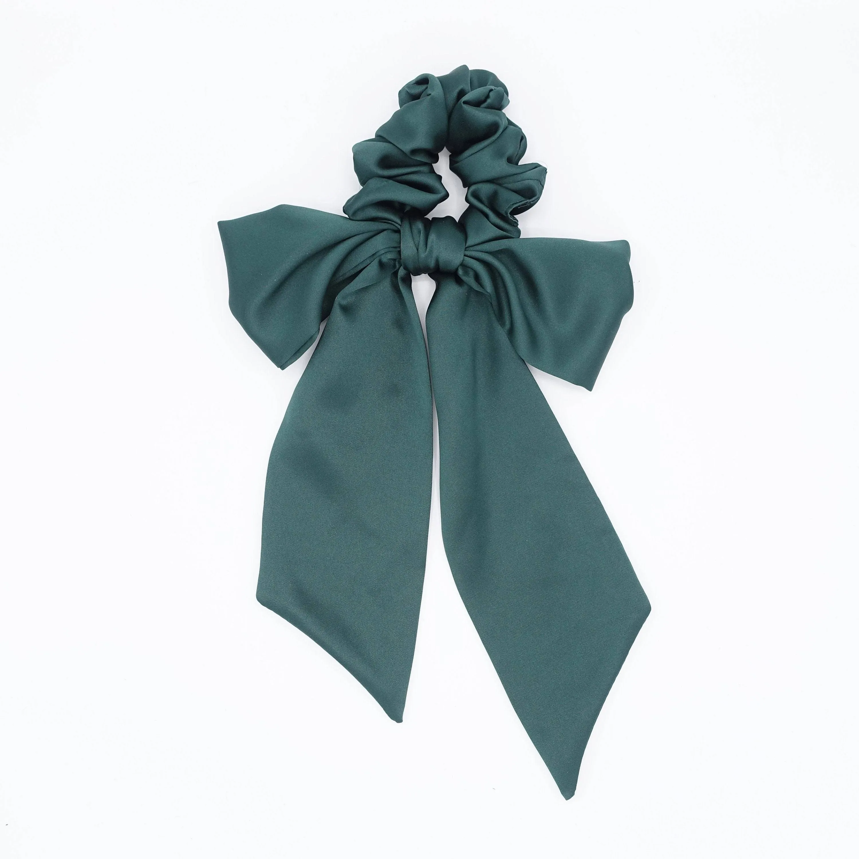 large satin bow scrunchies tail hair elastic scrunchie for women