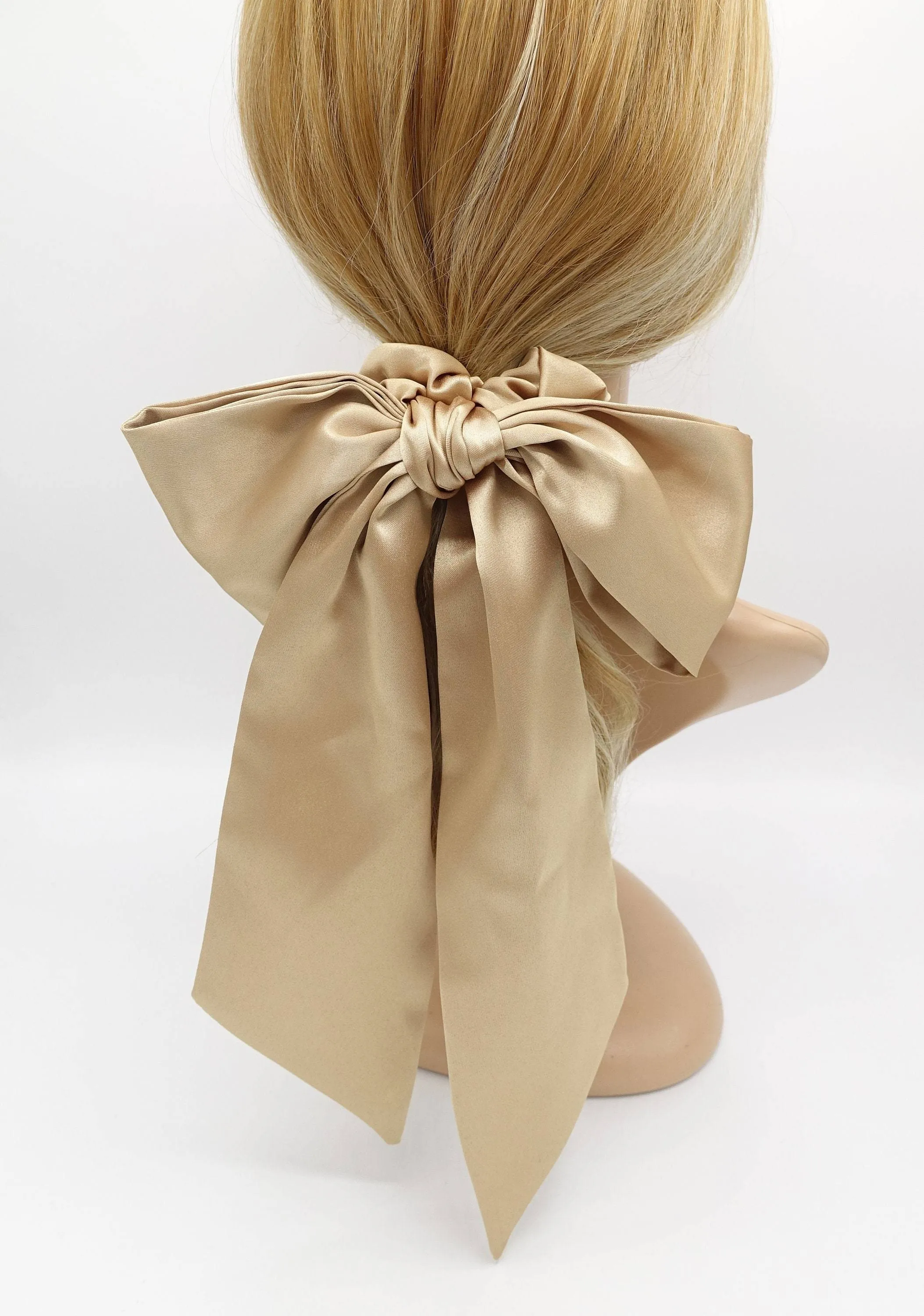 large satin bow scrunchies tail hair elastic scrunchie for women