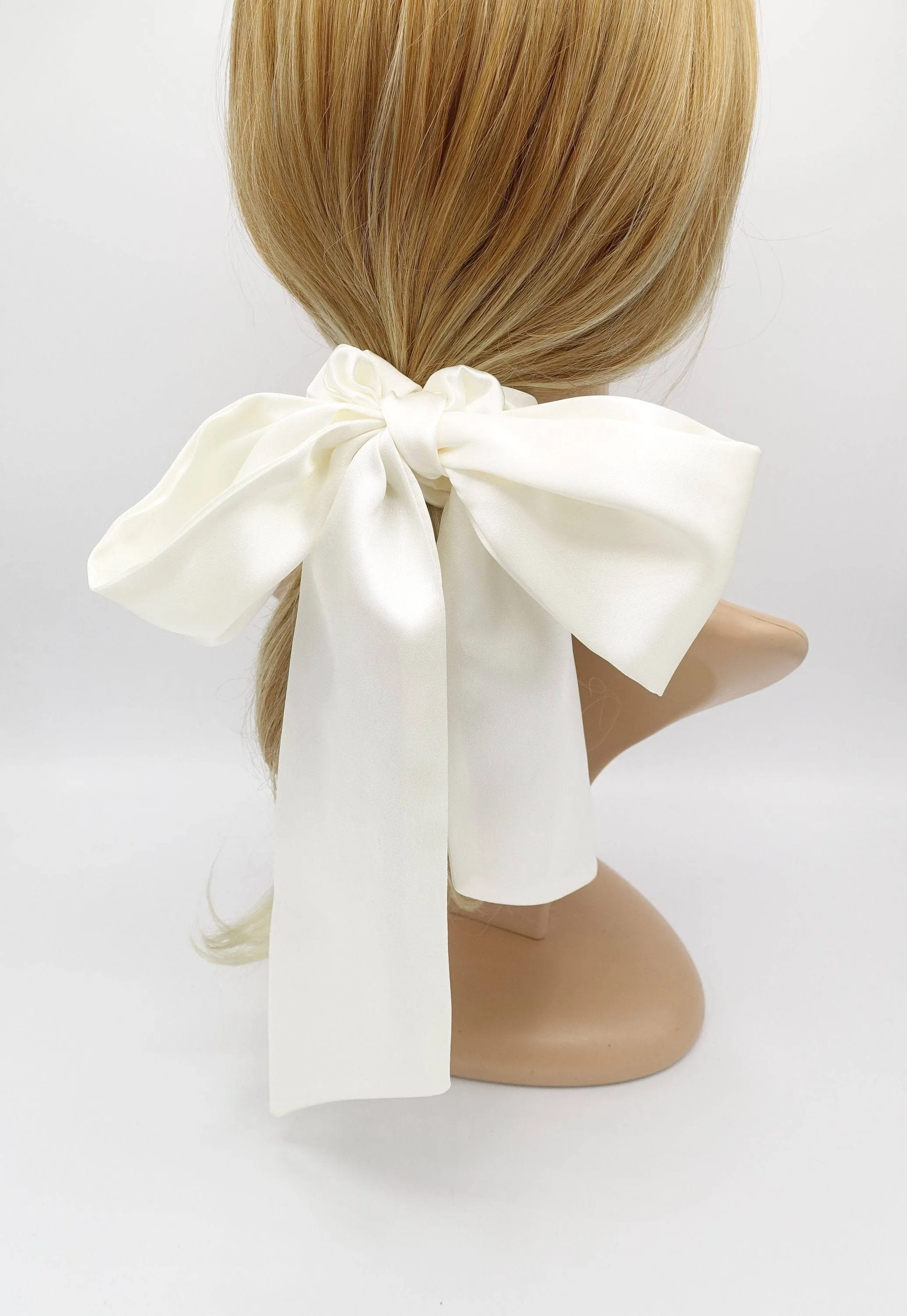 large satin bow scrunchies tail hair elastic scrunchie for women