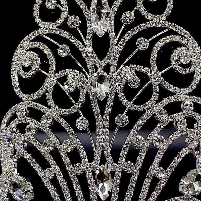 Large Tall Crystal Beauty Pageant Tiara Crown Hair Accessory