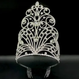 Large Tall Crystal Beauty Pageant Tiara Crown Hair Accessory