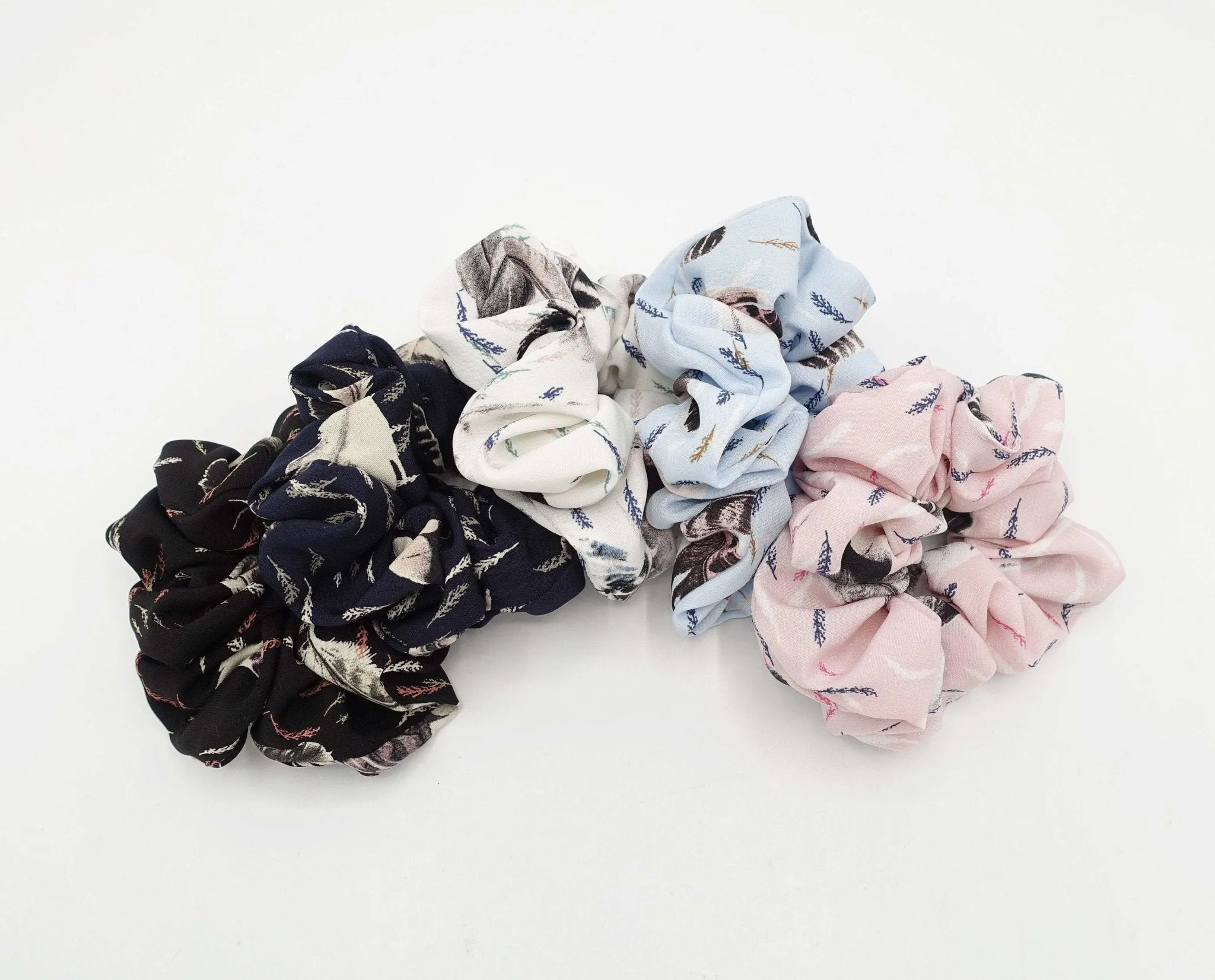 leaf print scrunchies medium thick leaves print hair scrunchie women hair accessory