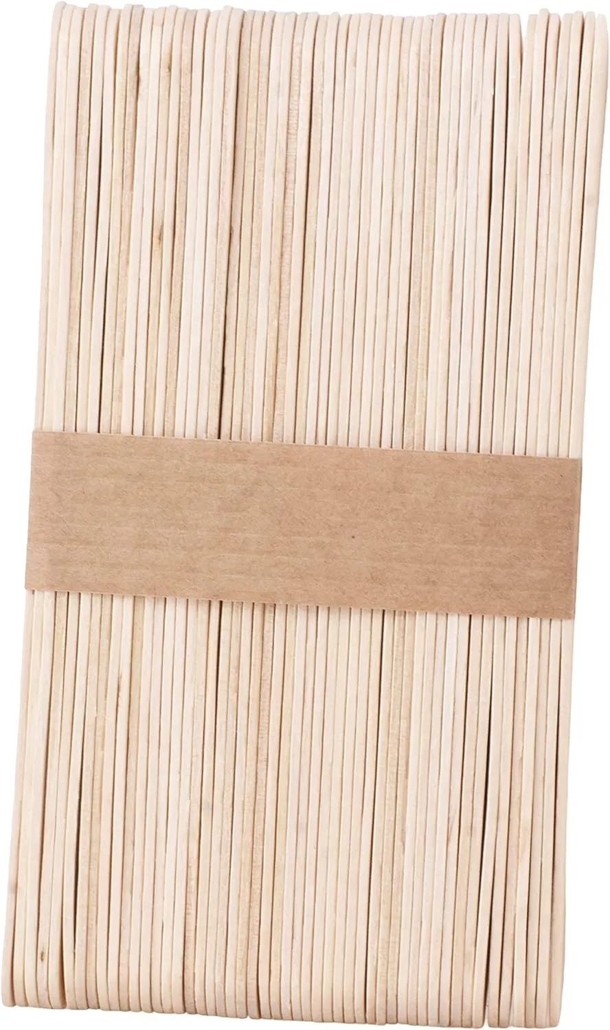 Mandala Crafts 6 Inch Jumbo Wooden Popsicle Sticks for Crafts - Craft Wood Sticks for Food Ice Cream Sticks Tongue Depressors - Waxing Sticks for Hard Wax Paint