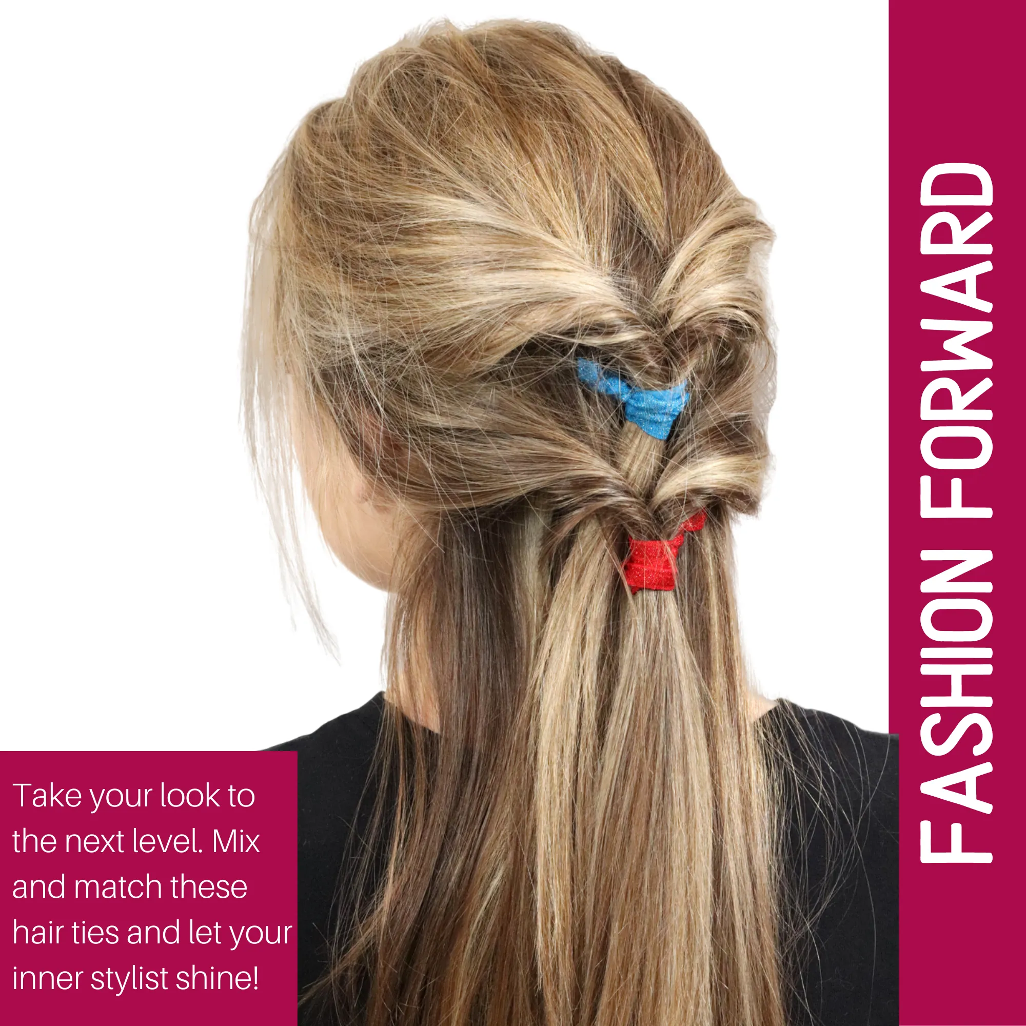 Maroon Ribbon Hair Ties - 20 Pack