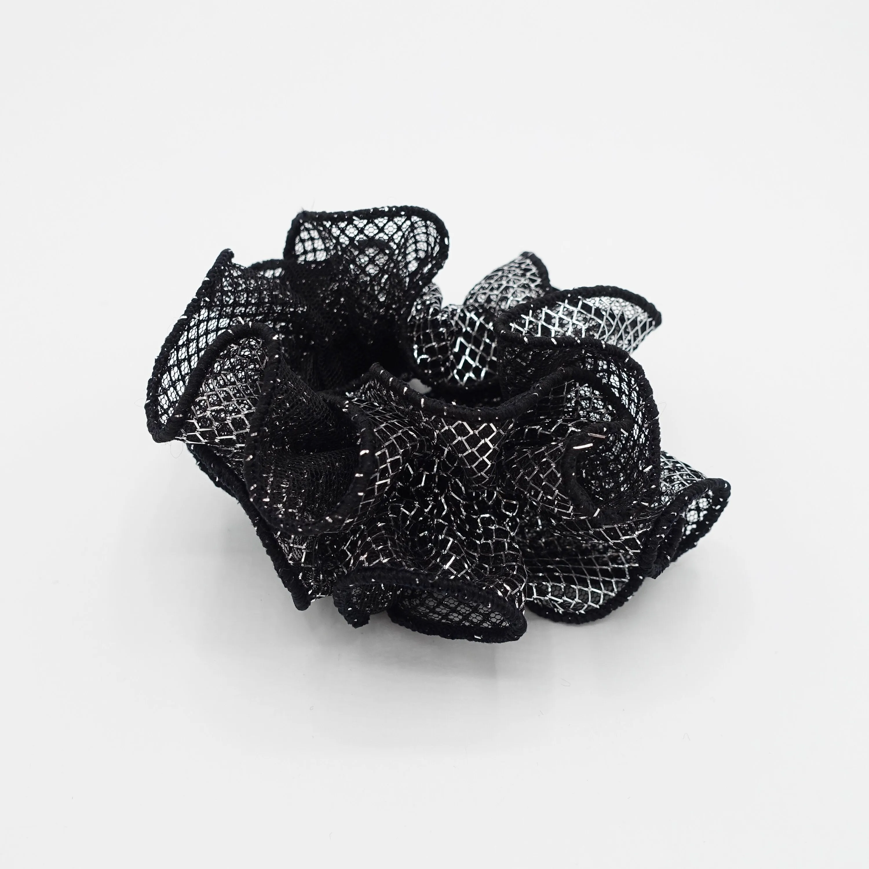 mesh lame hair scrunchies glittering hair elastic for women
