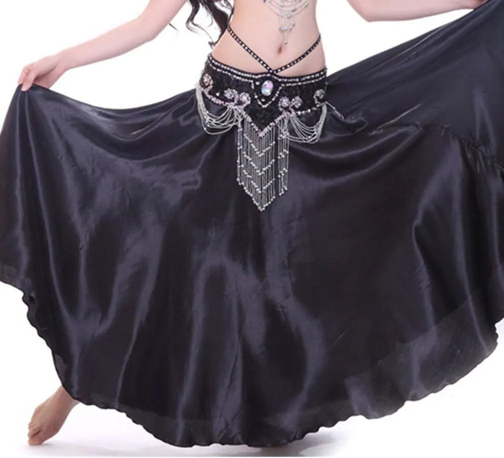 MUNAFIE Women's Long Maxi Dance Skirt - Satin Fairy Skirt for Praise & Cosplay Belly Dance