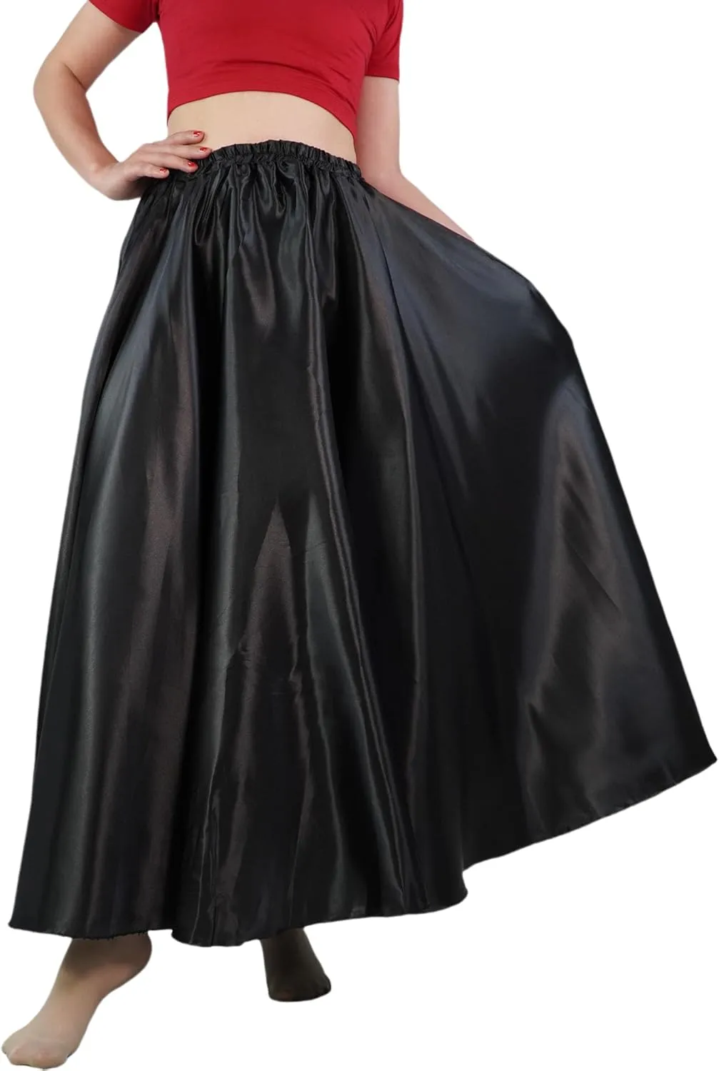 MUNAFIE Women's Long Maxi Dance Skirt - Satin Fairy Skirt for Praise & Cosplay Belly Dance