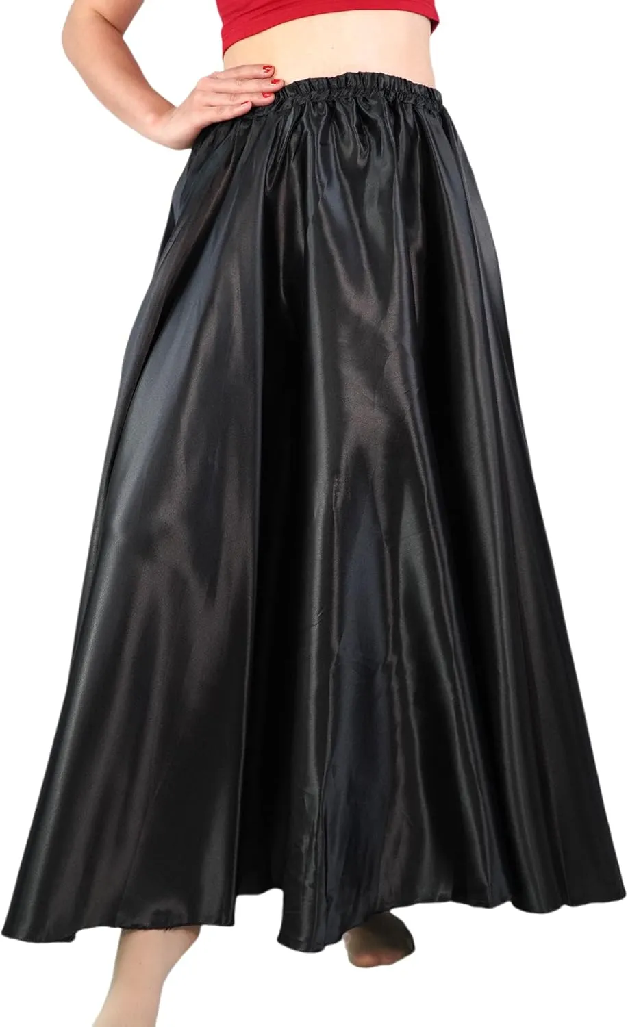 MUNAFIE Women's Long Maxi Dance Skirt - Satin Fairy Skirt for Praise & Cosplay Belly Dance