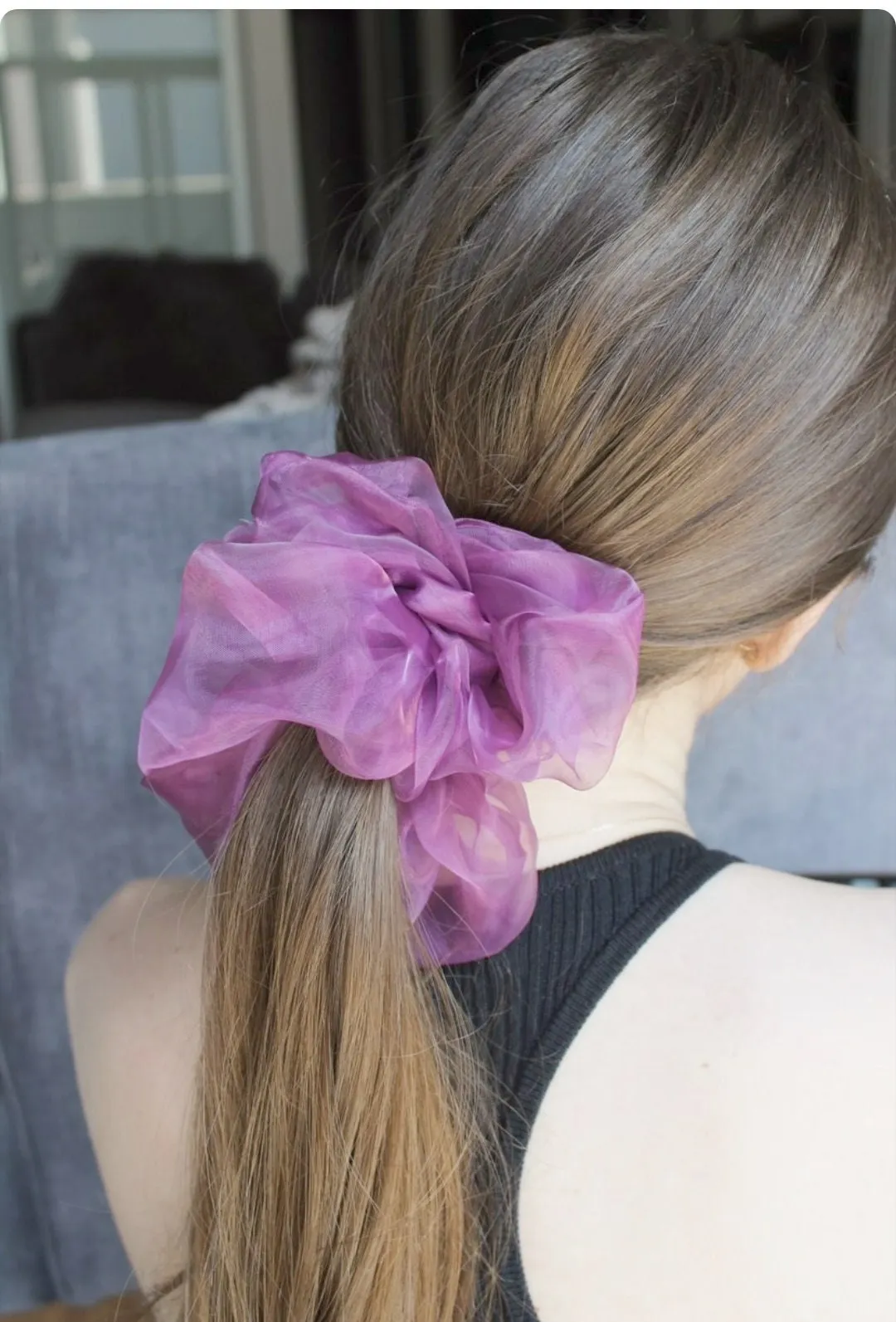 neutral organza scrunchies oversized scrunchy hair elastic for women