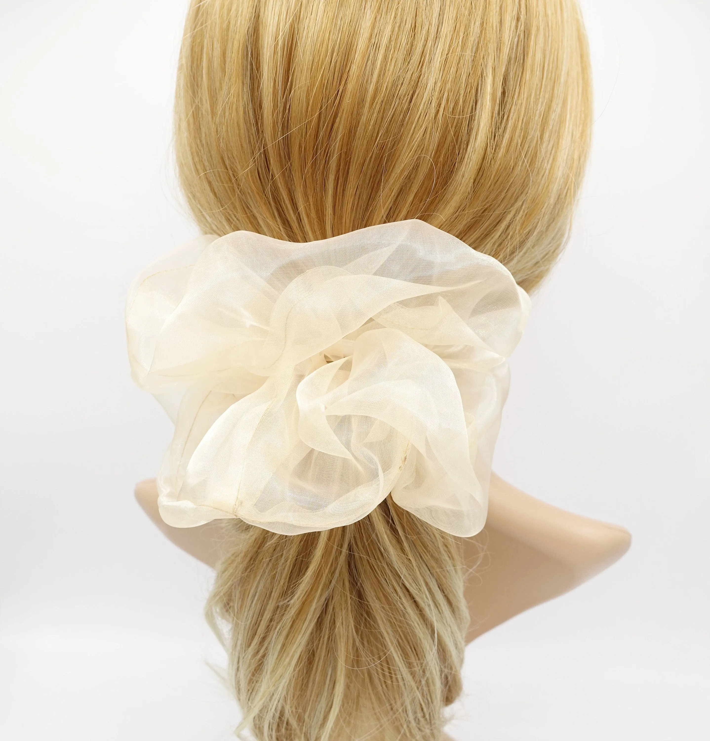 neutral organza scrunchies oversized scrunchy hair elastic for women