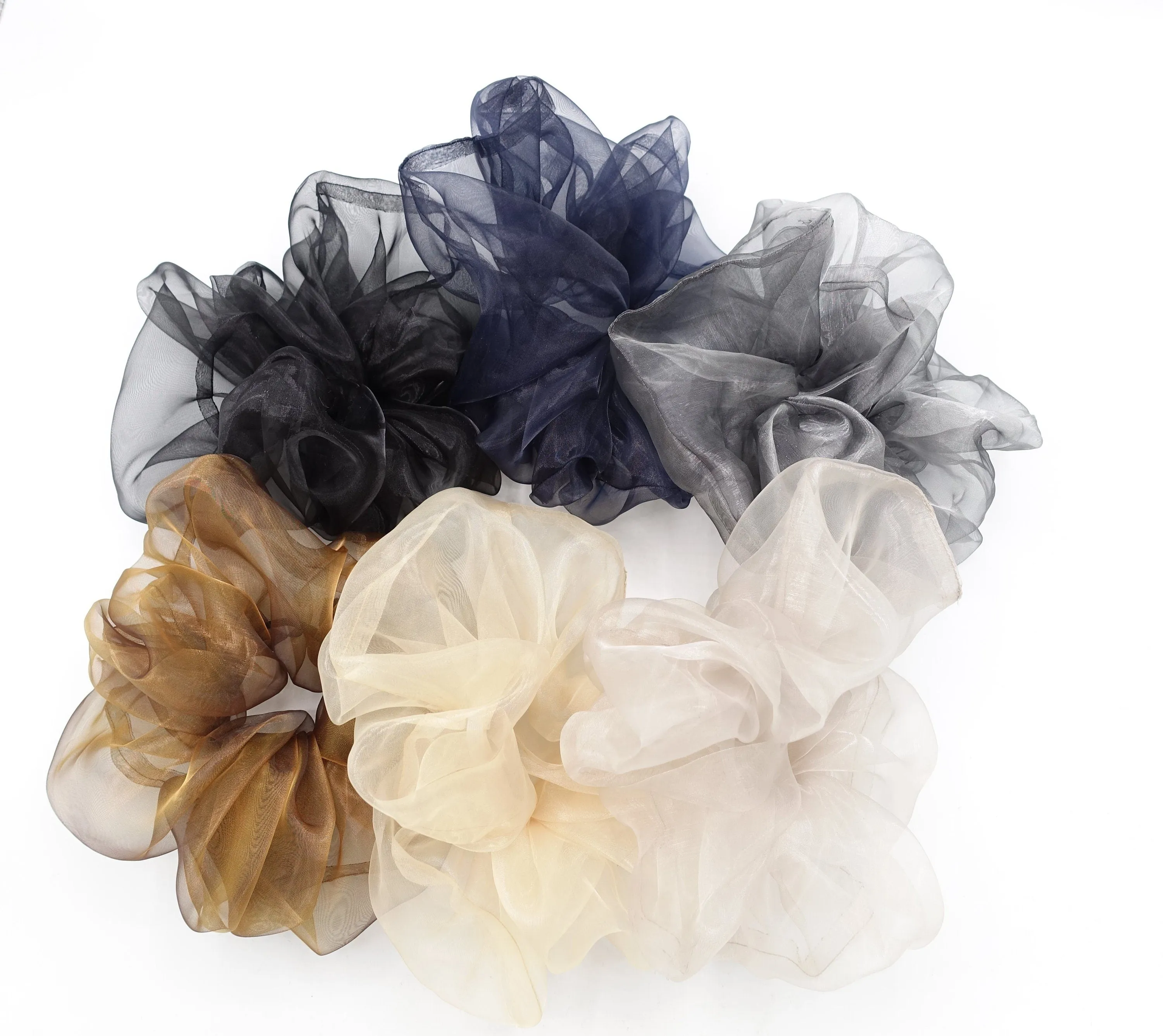 neutral organza scrunchies oversized scrunchy hair elastic for women