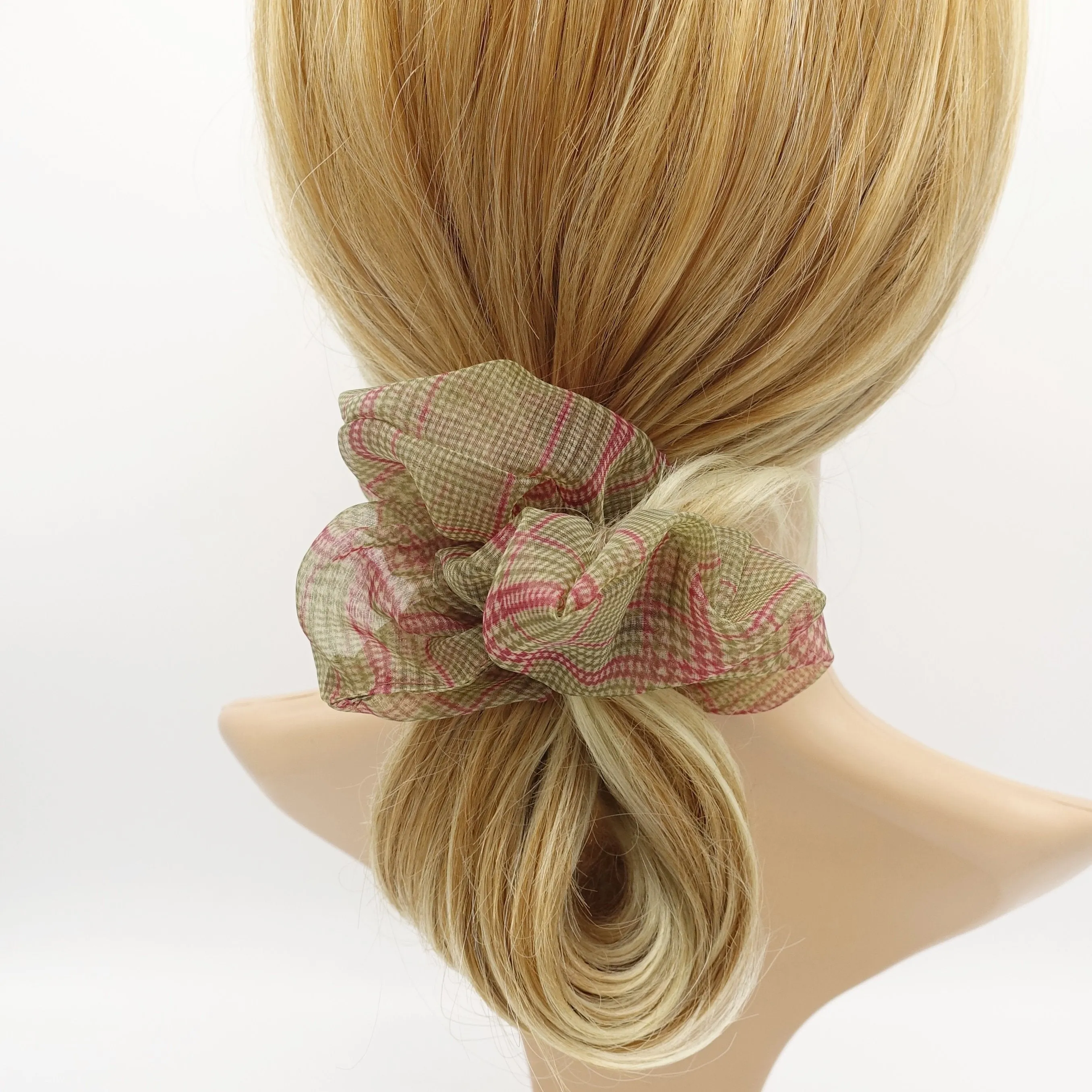organza plaid check scrunchies regular hair elastic scrunchie for women