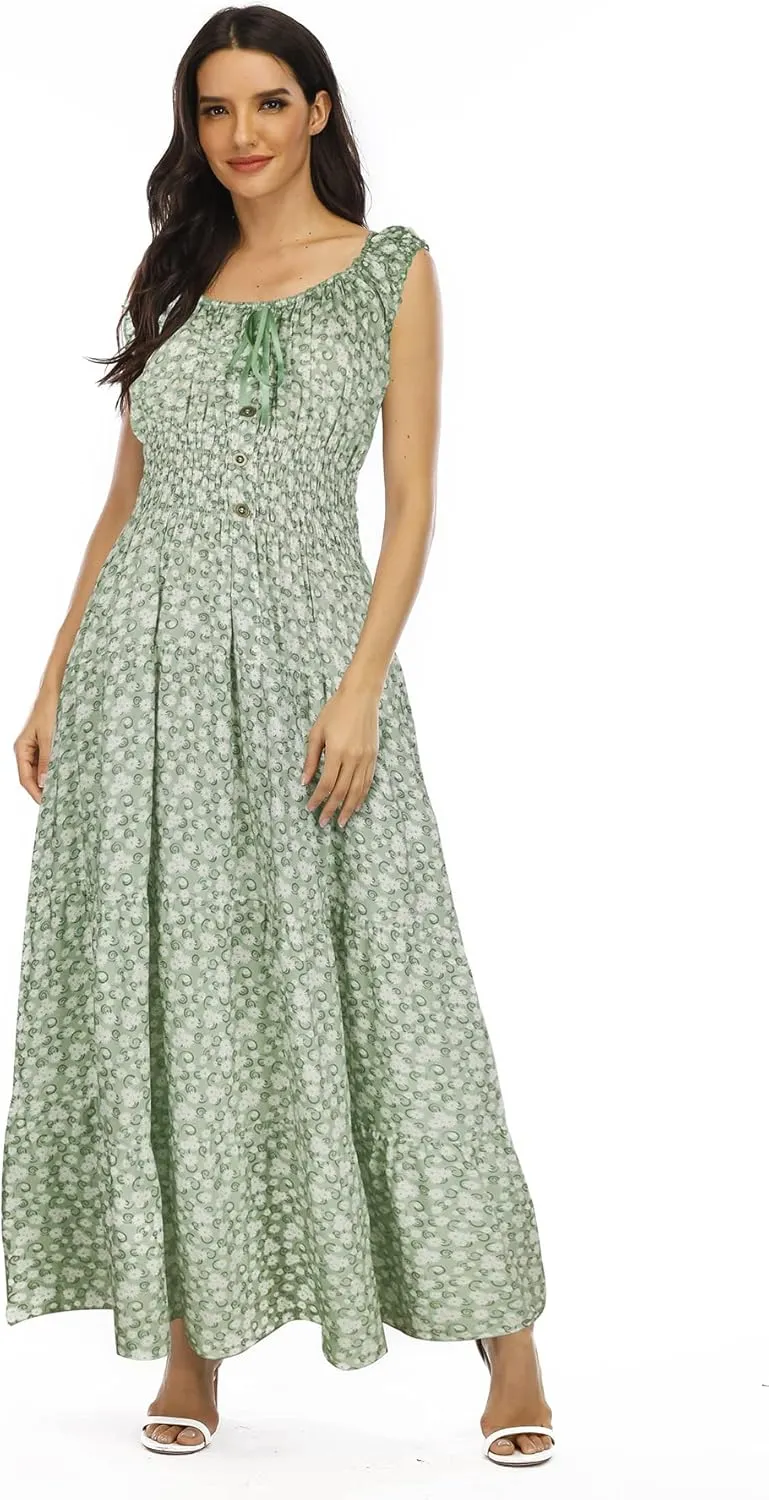 OSTOO Women's 2025 Summer Boho Floral Print Tiered Casual Flowy Long Maxi Dress