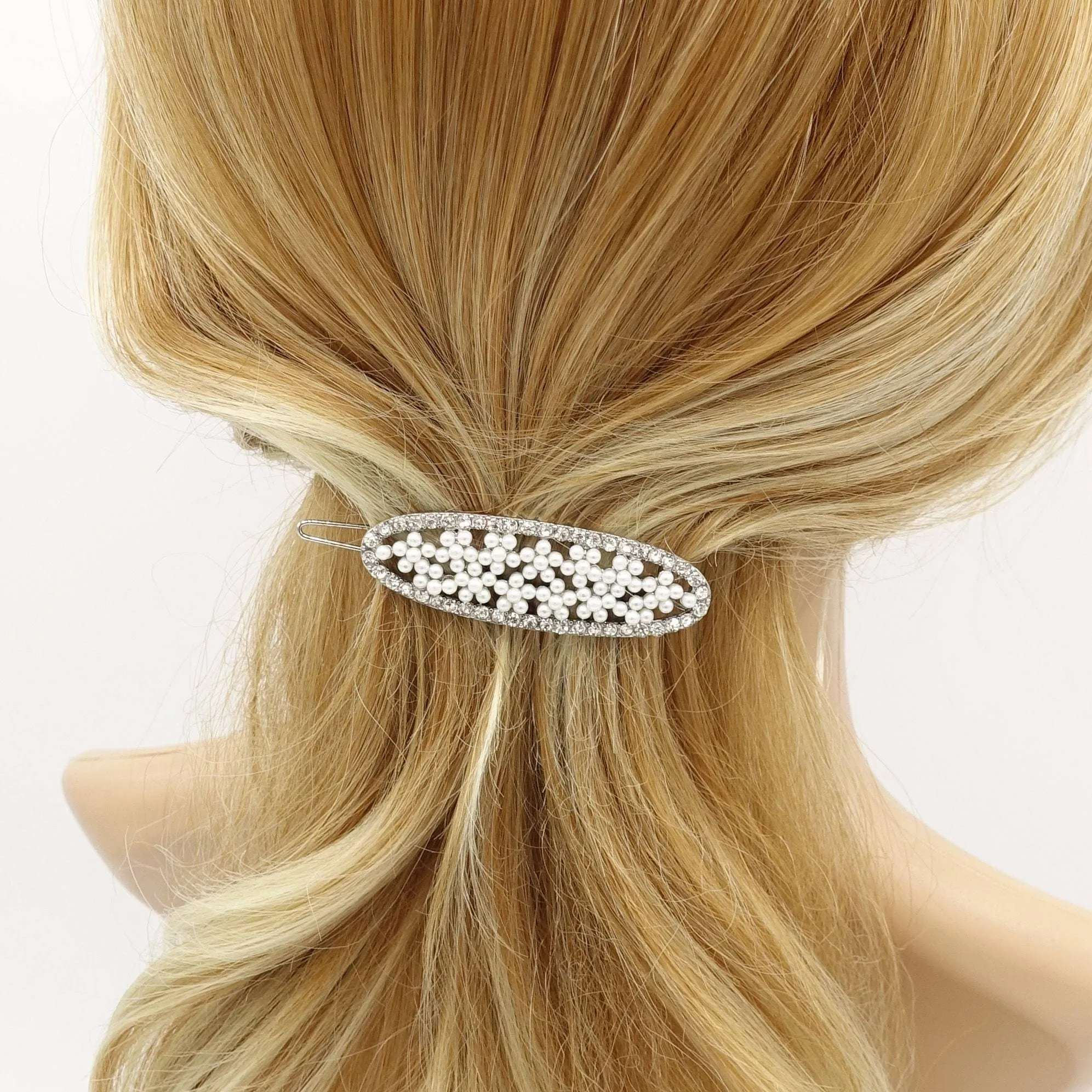 oval pearl hair clip