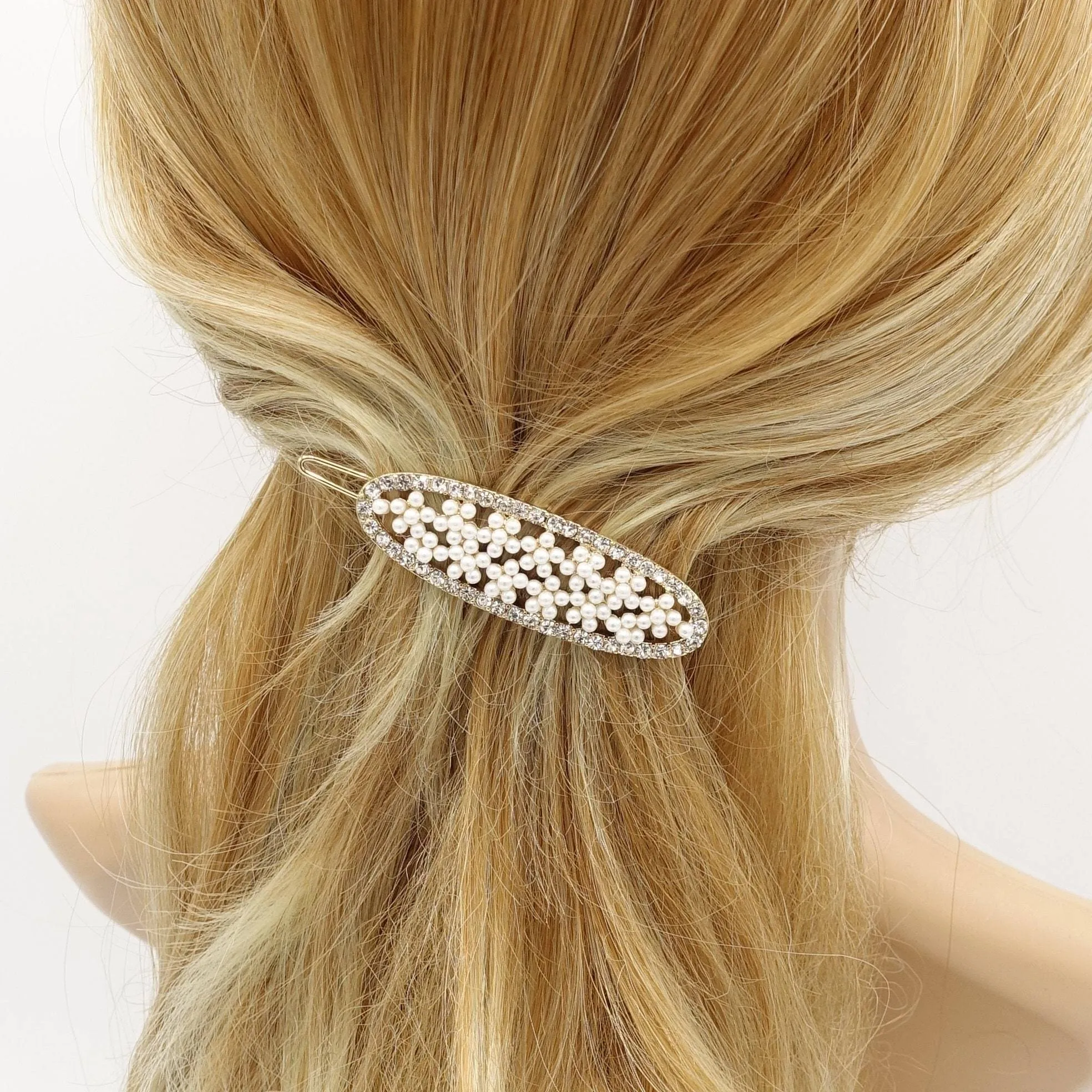 oval pearl hair clip