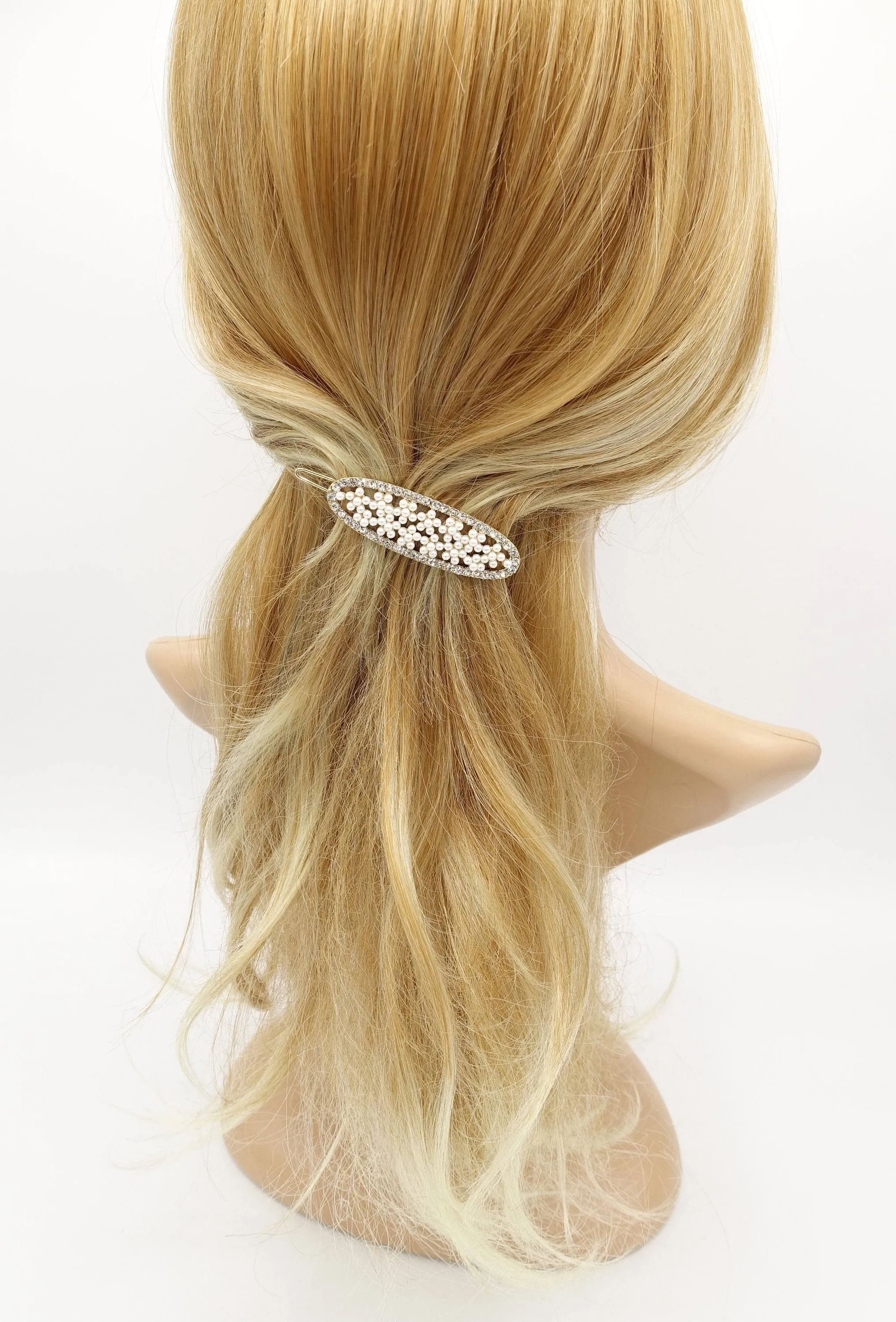 oval pearl hair clip