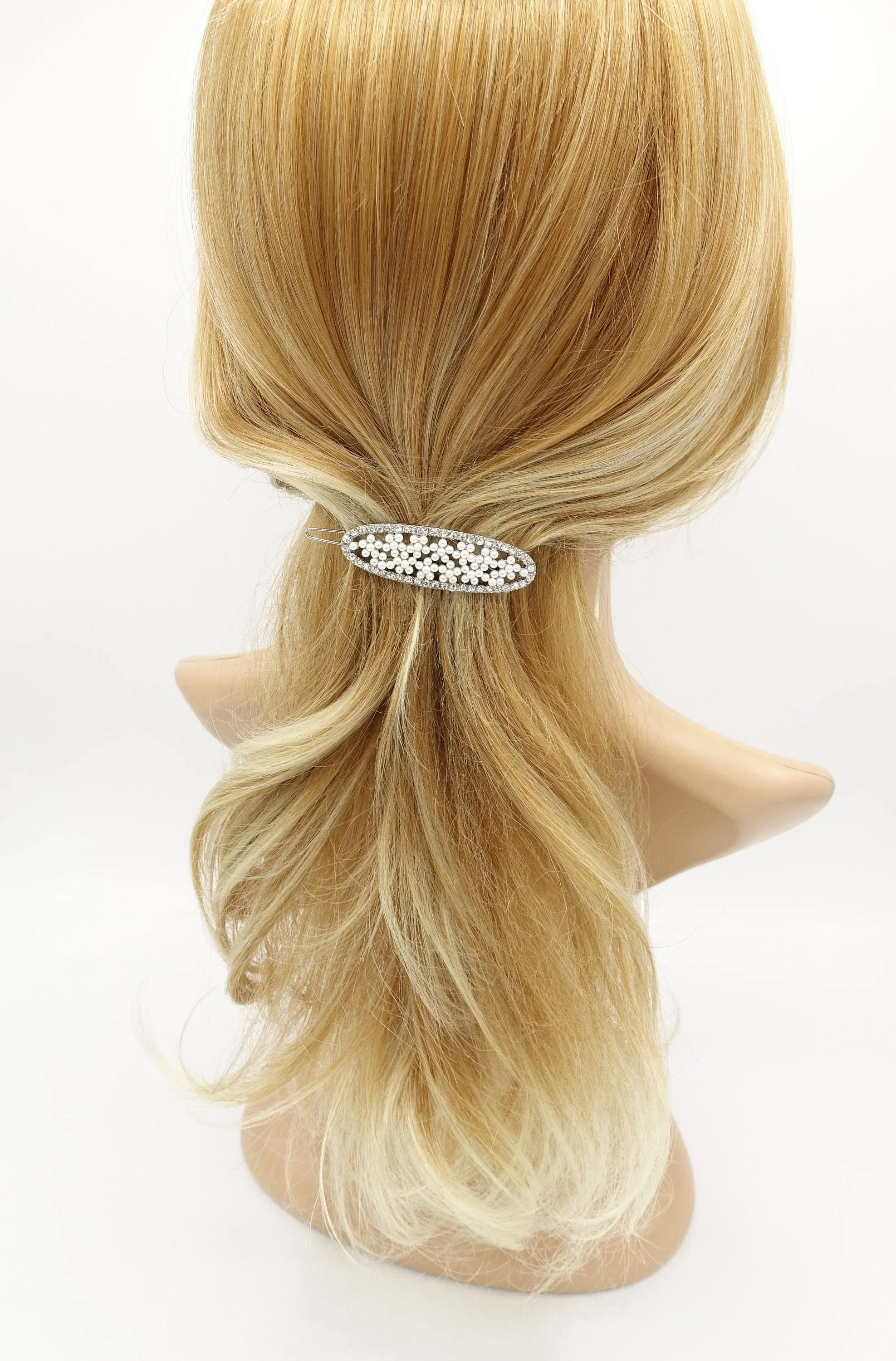 oval pearl hair clip