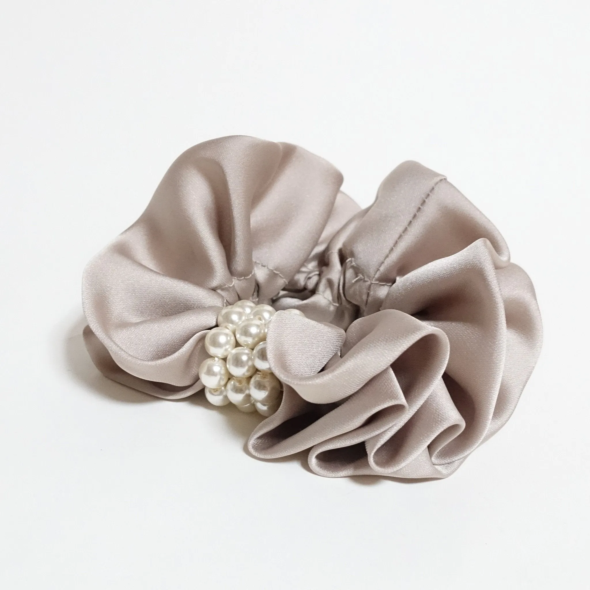 Pearl Decorated Satin Hair Scrunchies Hair Elastics Women Hair Accessories