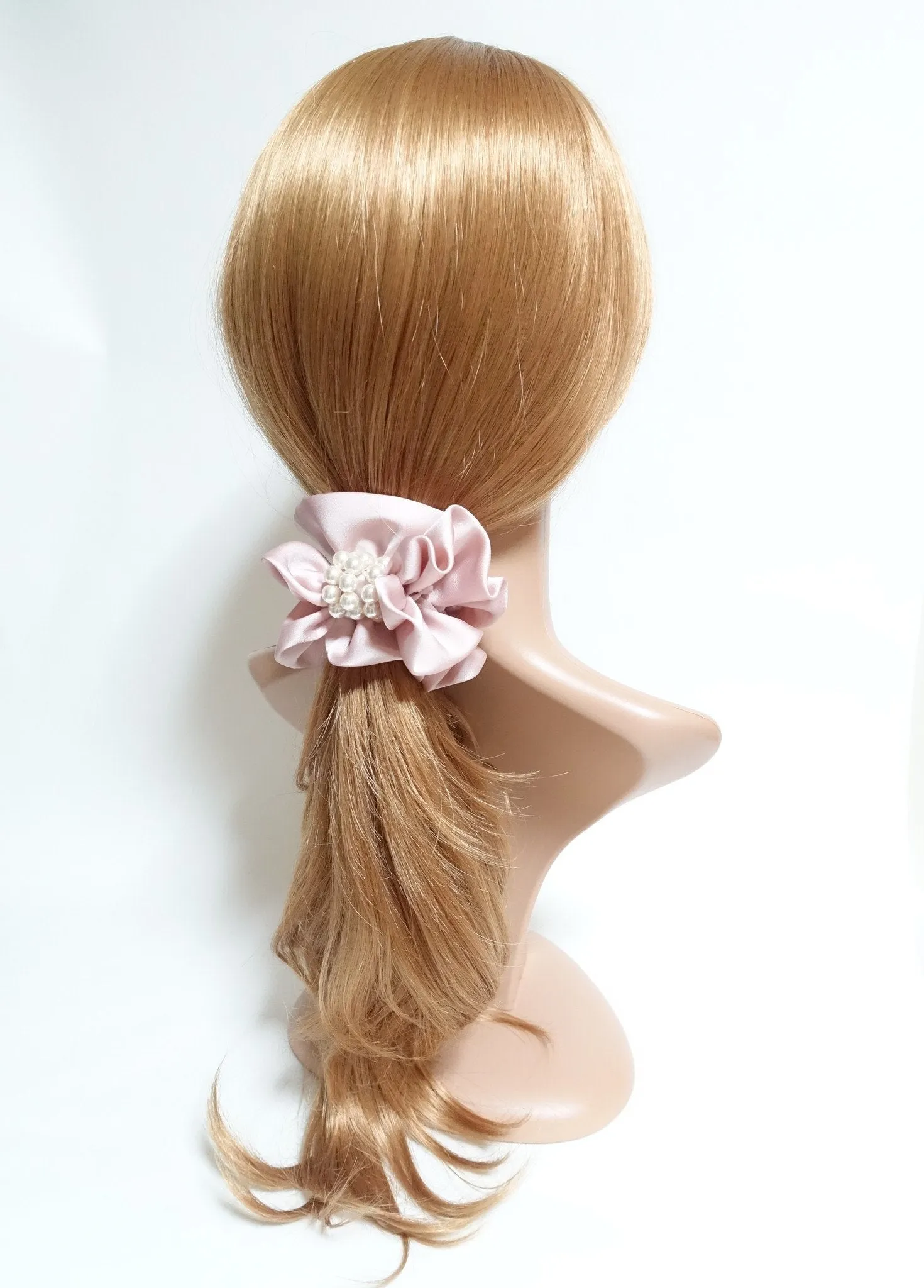 Pearl Decorated Satin Hair Scrunchies Hair Elastics Women Hair Accessories