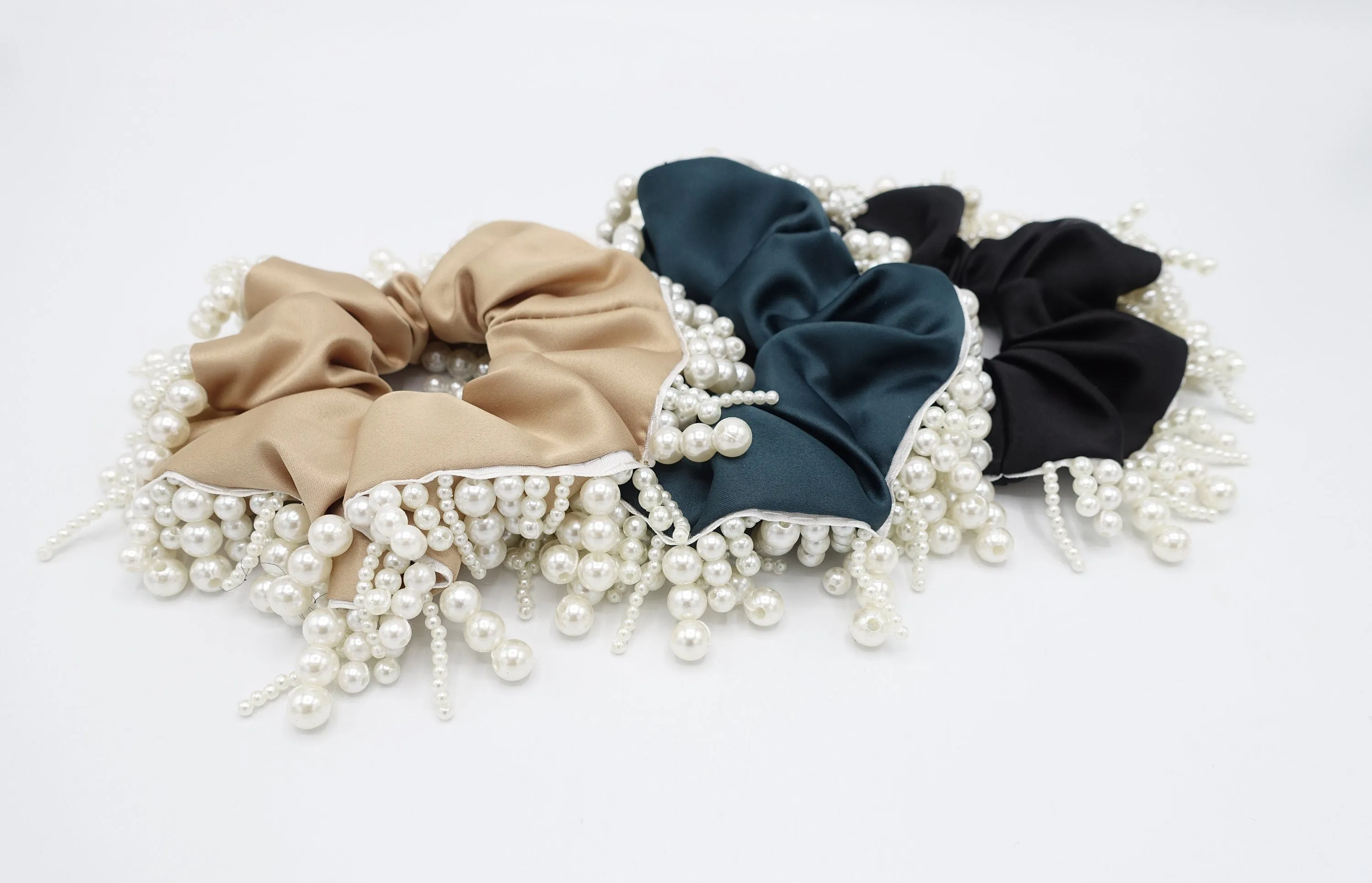 pearl drop satin scrunchies