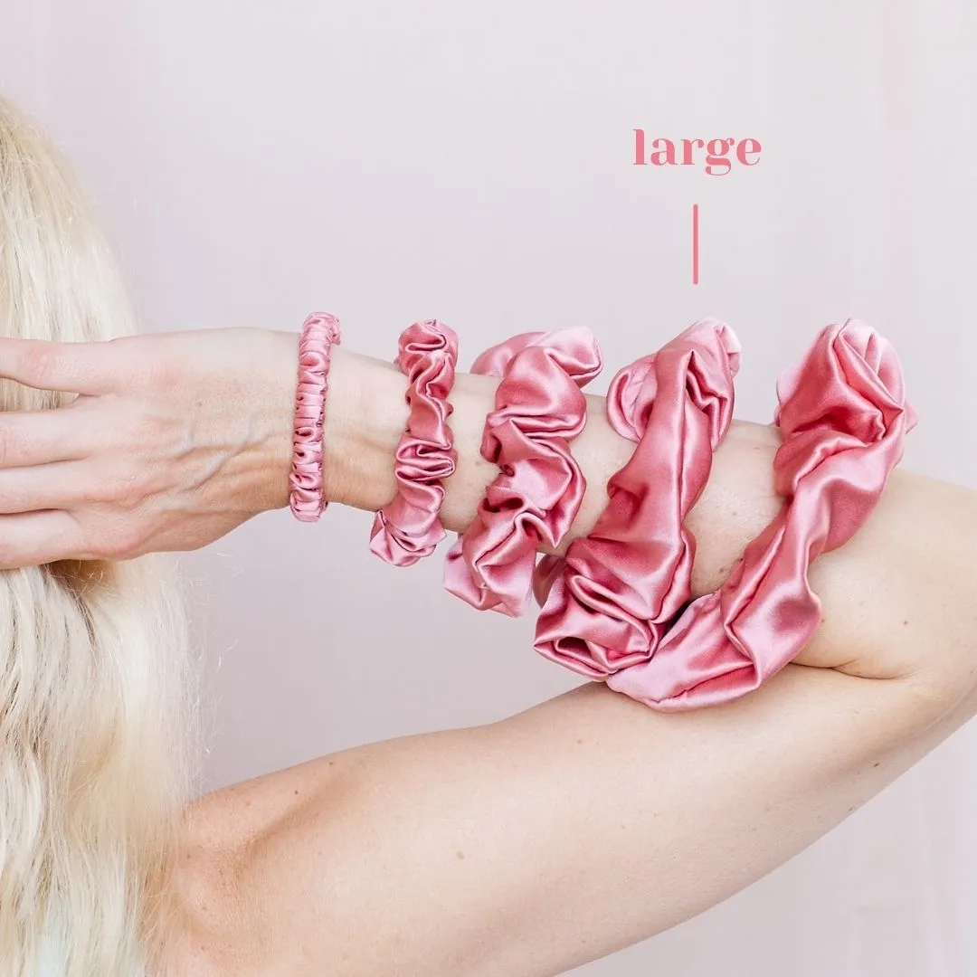 Premium Mulberry Silk Scrunchie - Raspberry - Large