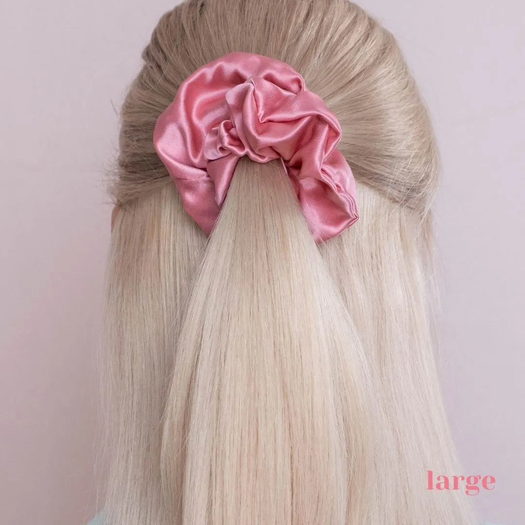 Premium Mulberry Silk Scrunchie - Raspberry - Large