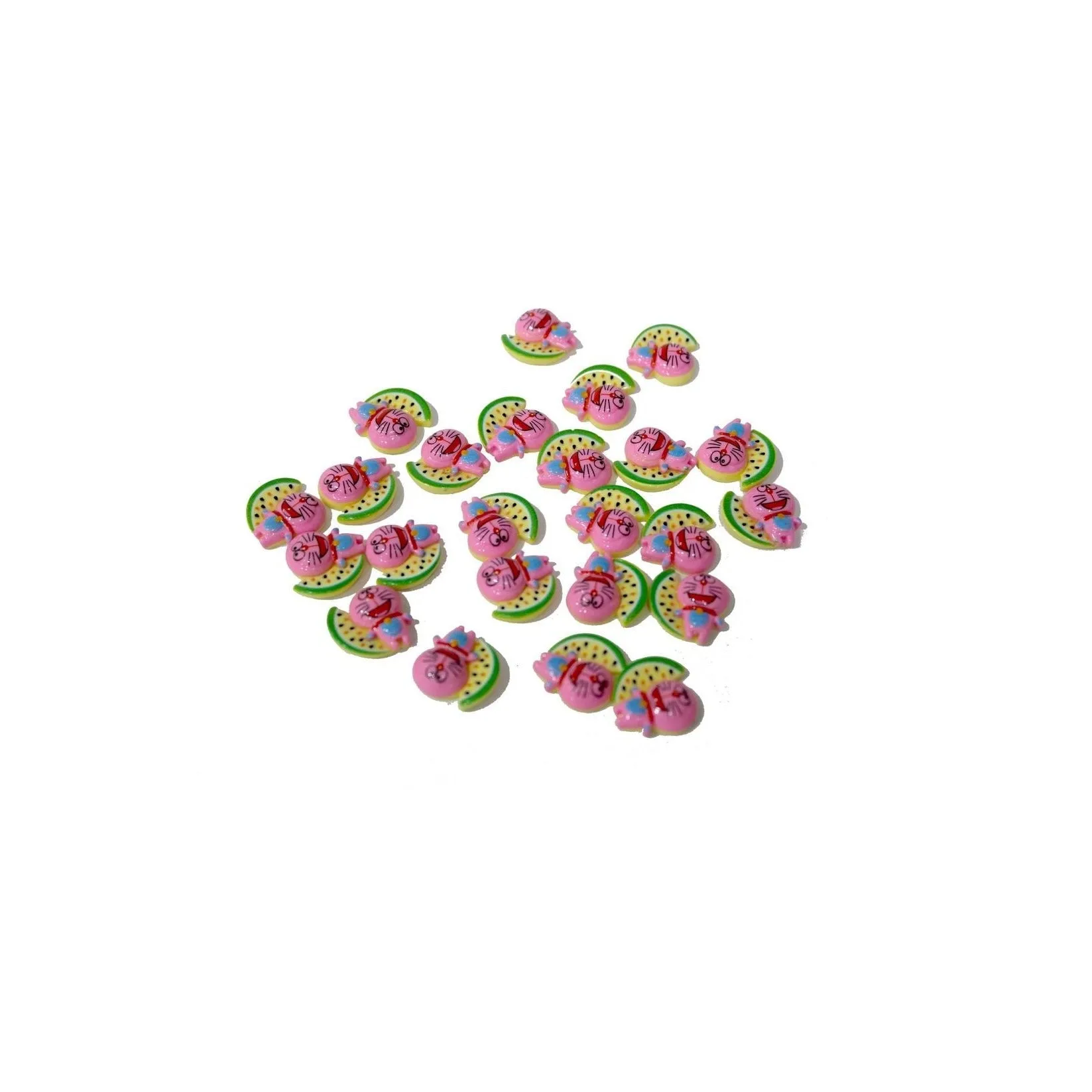 Resin Acrylic Doraemon with Watermelon Motif for Jewelry Craft or Decoration - 11594