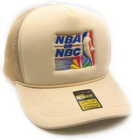 Retro Vintage Basketball Mesh Trucker Snapback (Khaki)
