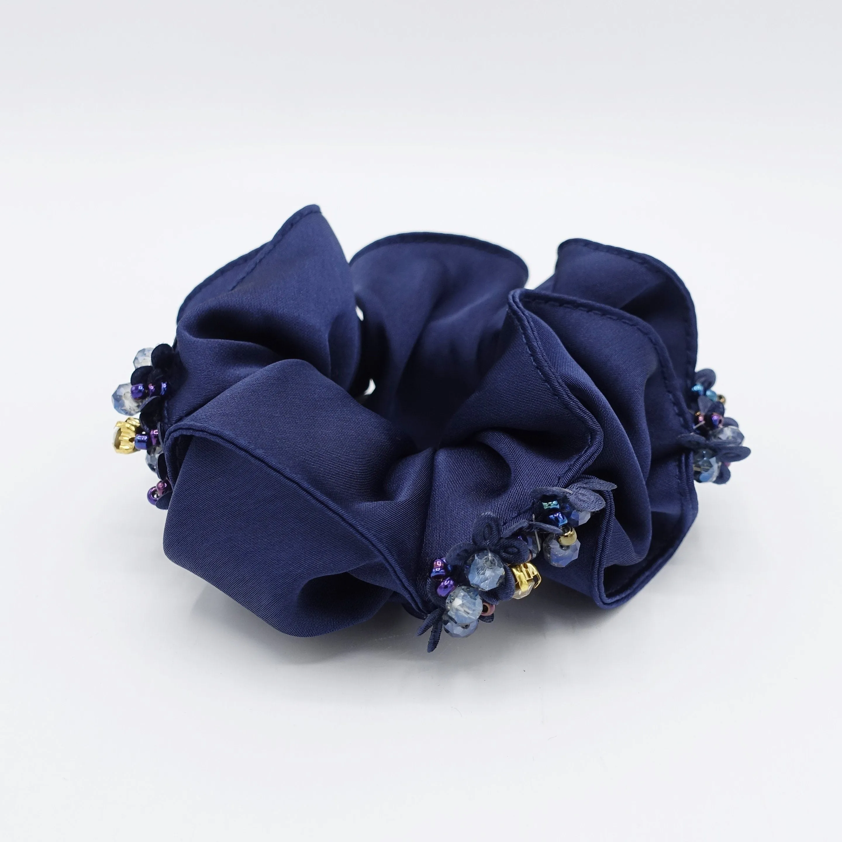 satin scrunchies rhinestone beads embellished scrunchie