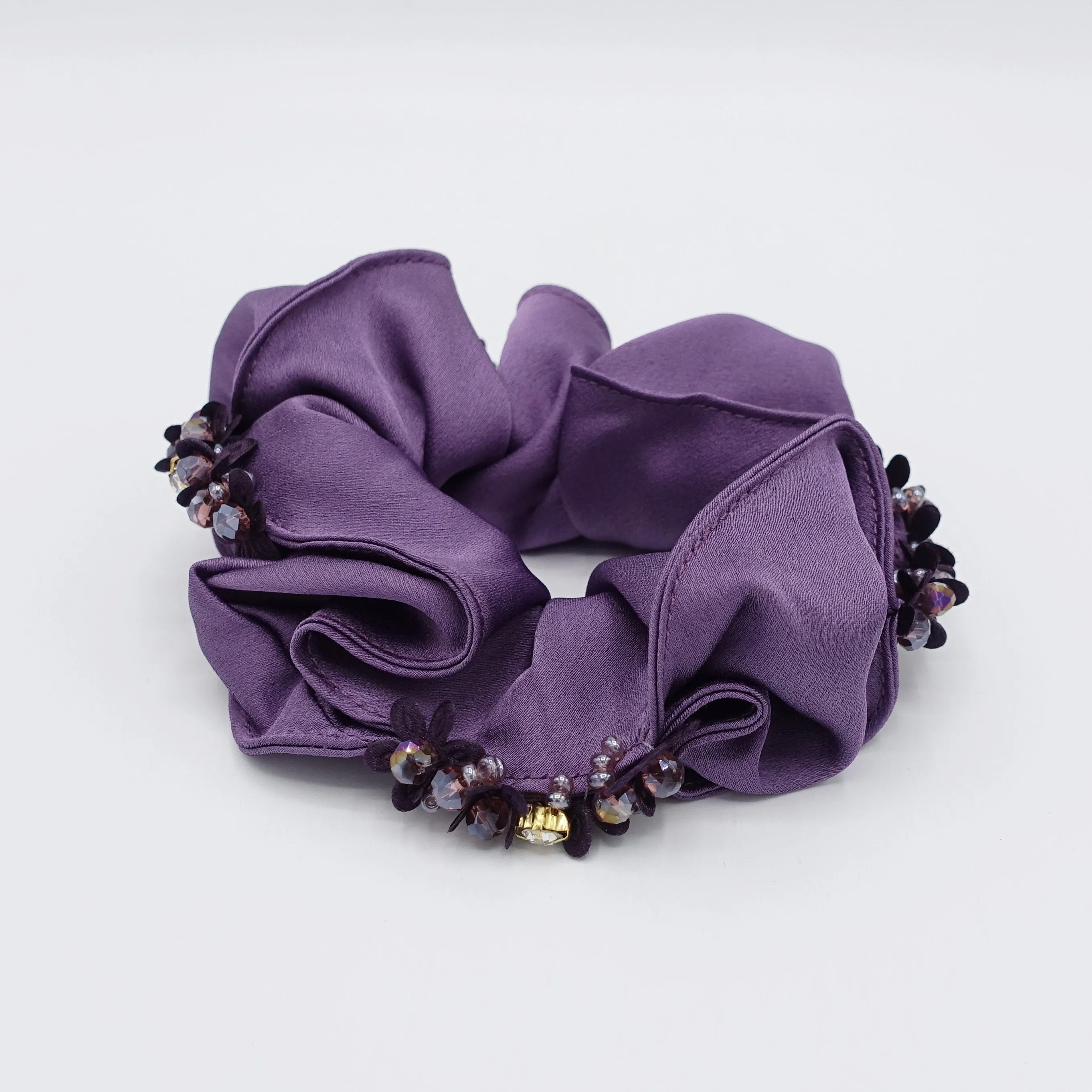 satin scrunchies rhinestone beads embellished scrunchie