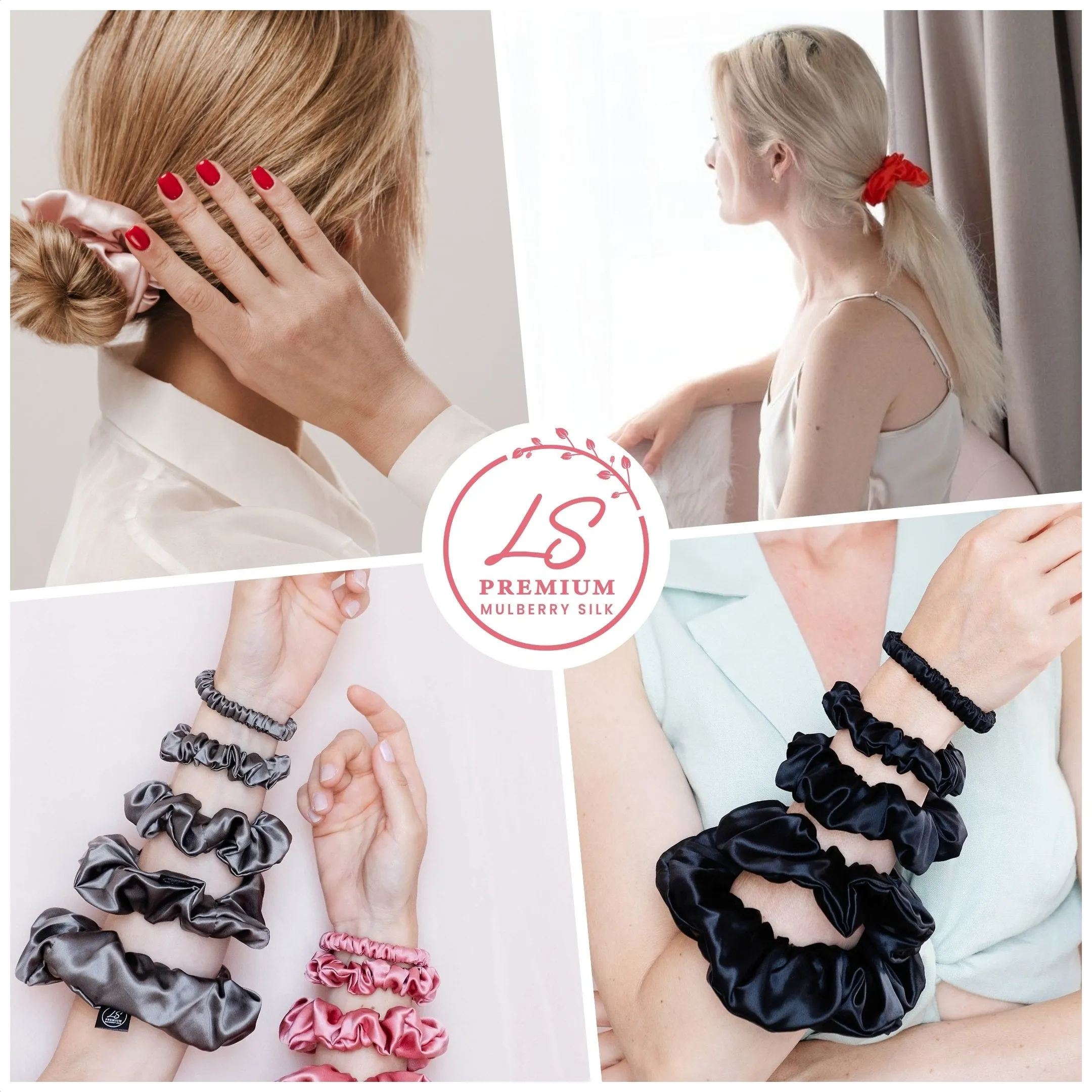 Silk Scrunchies Set - Lavender - Mini, Small, Medium