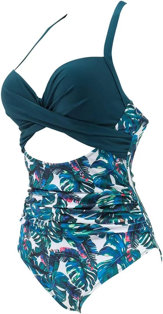 SUUKSESS Women Wrap Cut Out One Piece Swimsuit High Waisted Monokini Bathing Suit