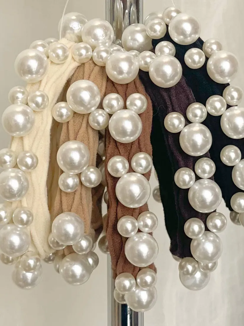 Textured Seamless Pearl Hair Tie (Set of 5): Assorted