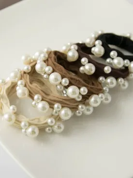Textured Seamless Pearl Hair Tie (Set of 5): Assorted