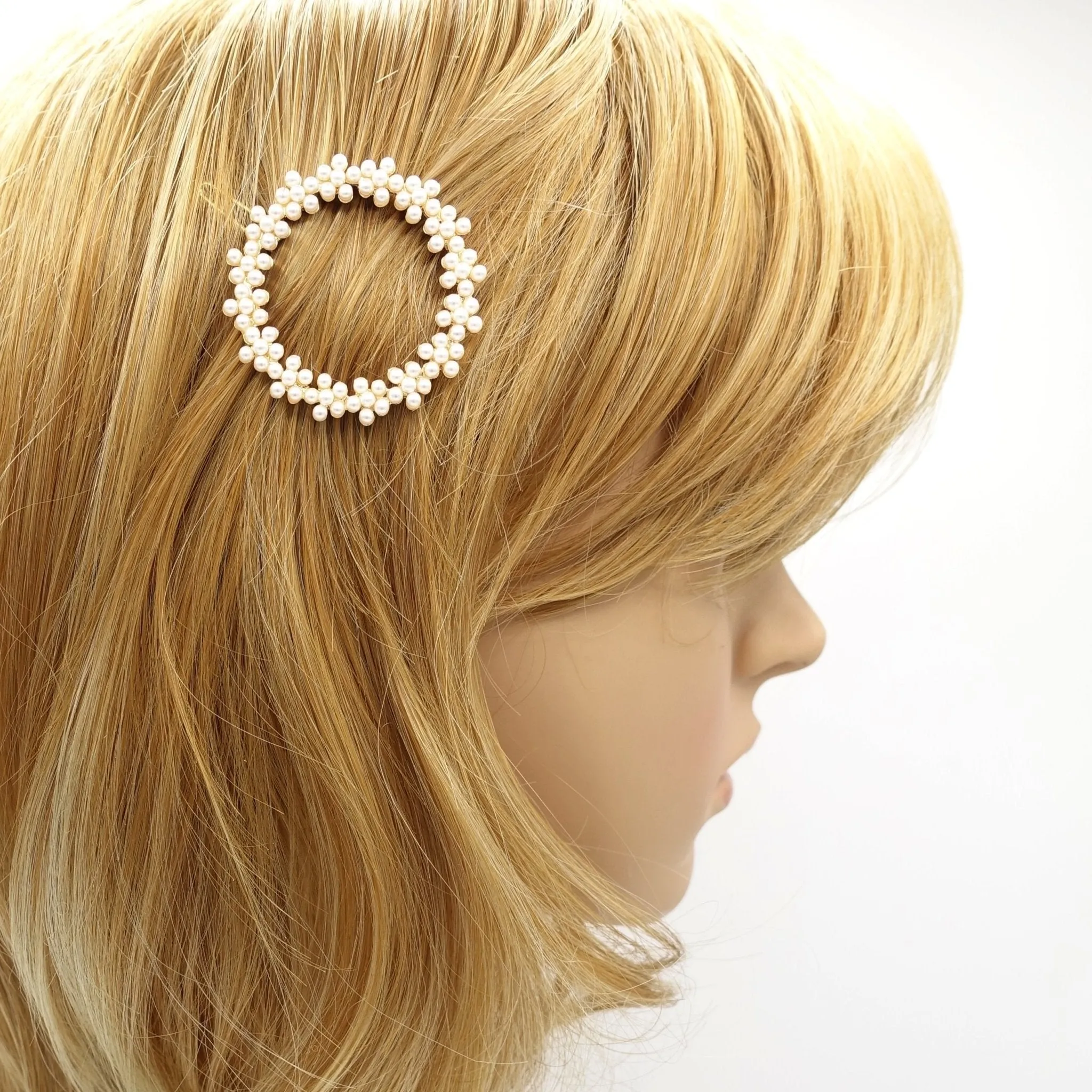 tiny pearl ball decorated hair clip bow circle flower pattern women hair accessory