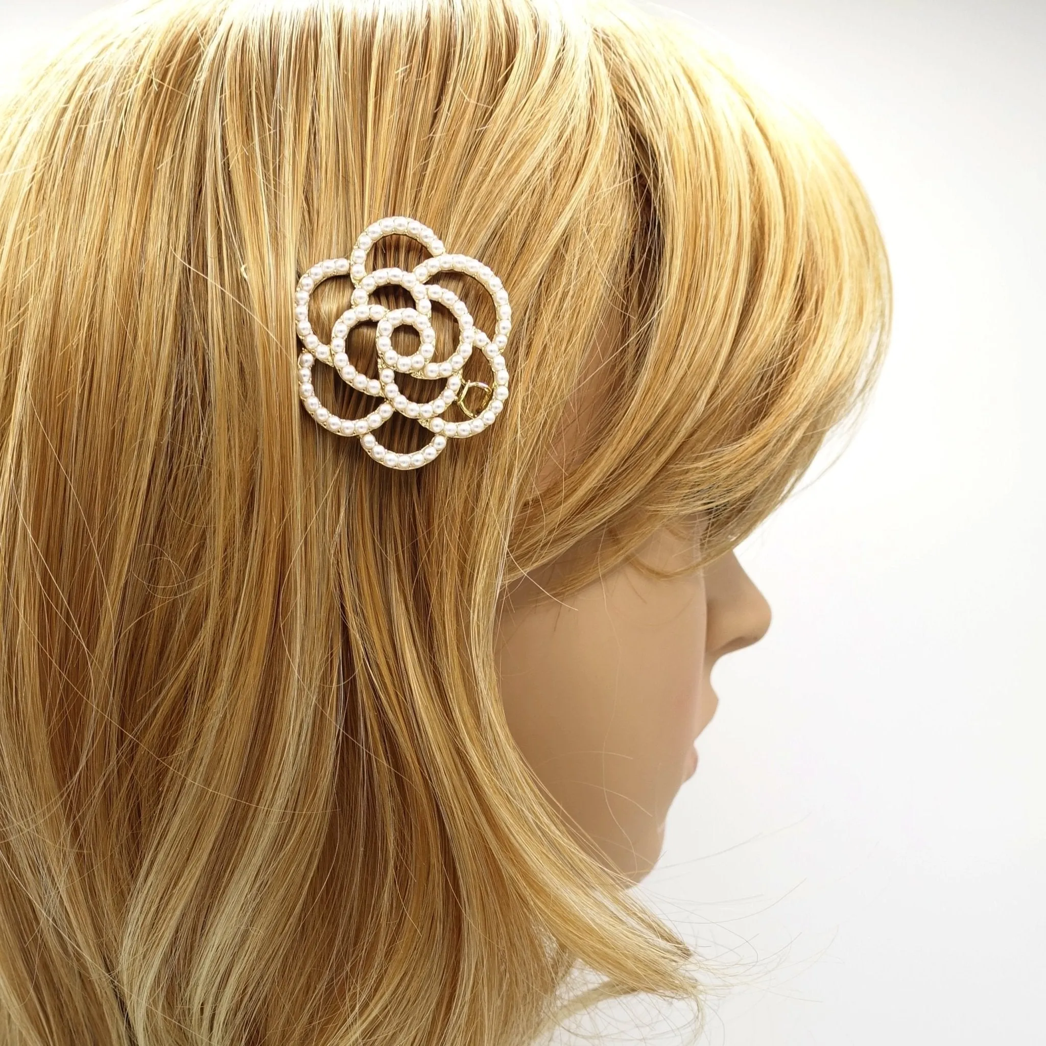 tiny pearl ball decorated hair clip bow circle flower pattern women hair accessory