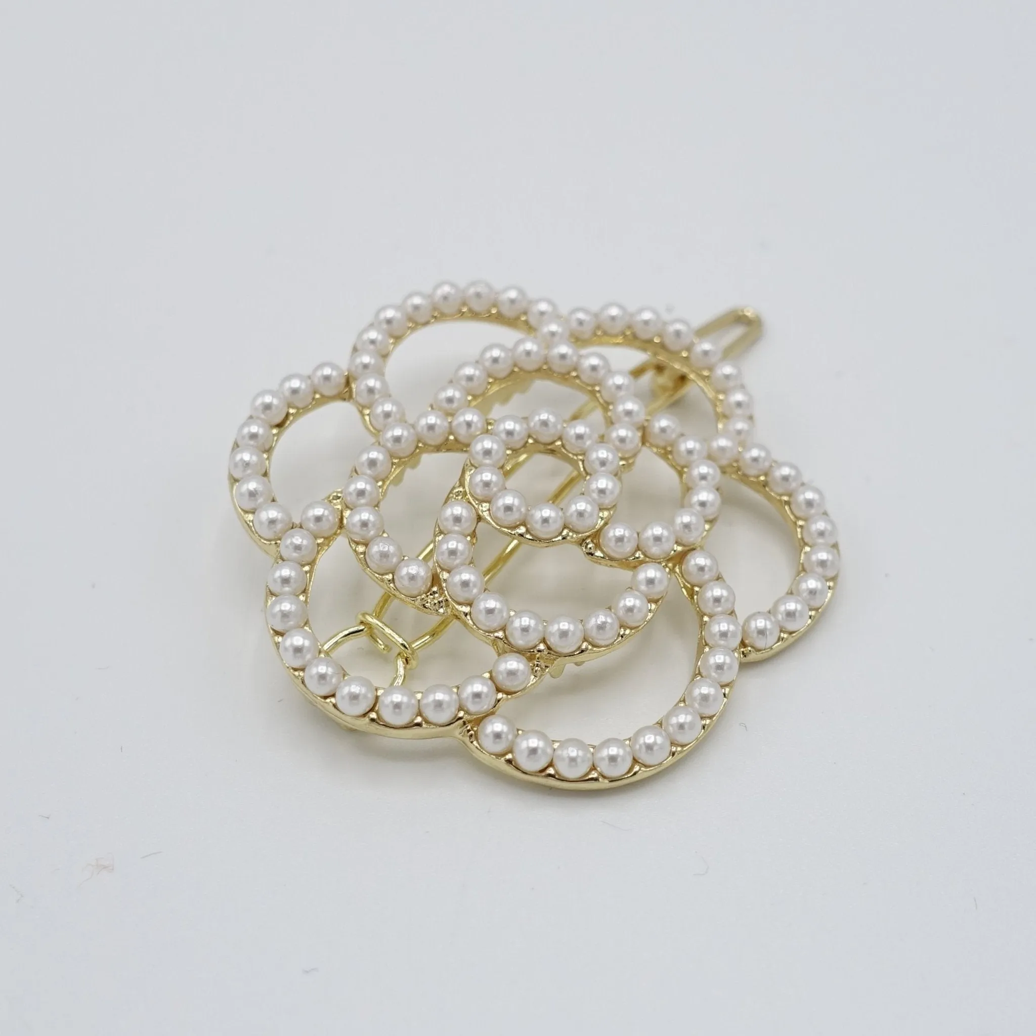 tiny pearl ball decorated hair clip bow circle flower pattern women hair accessory