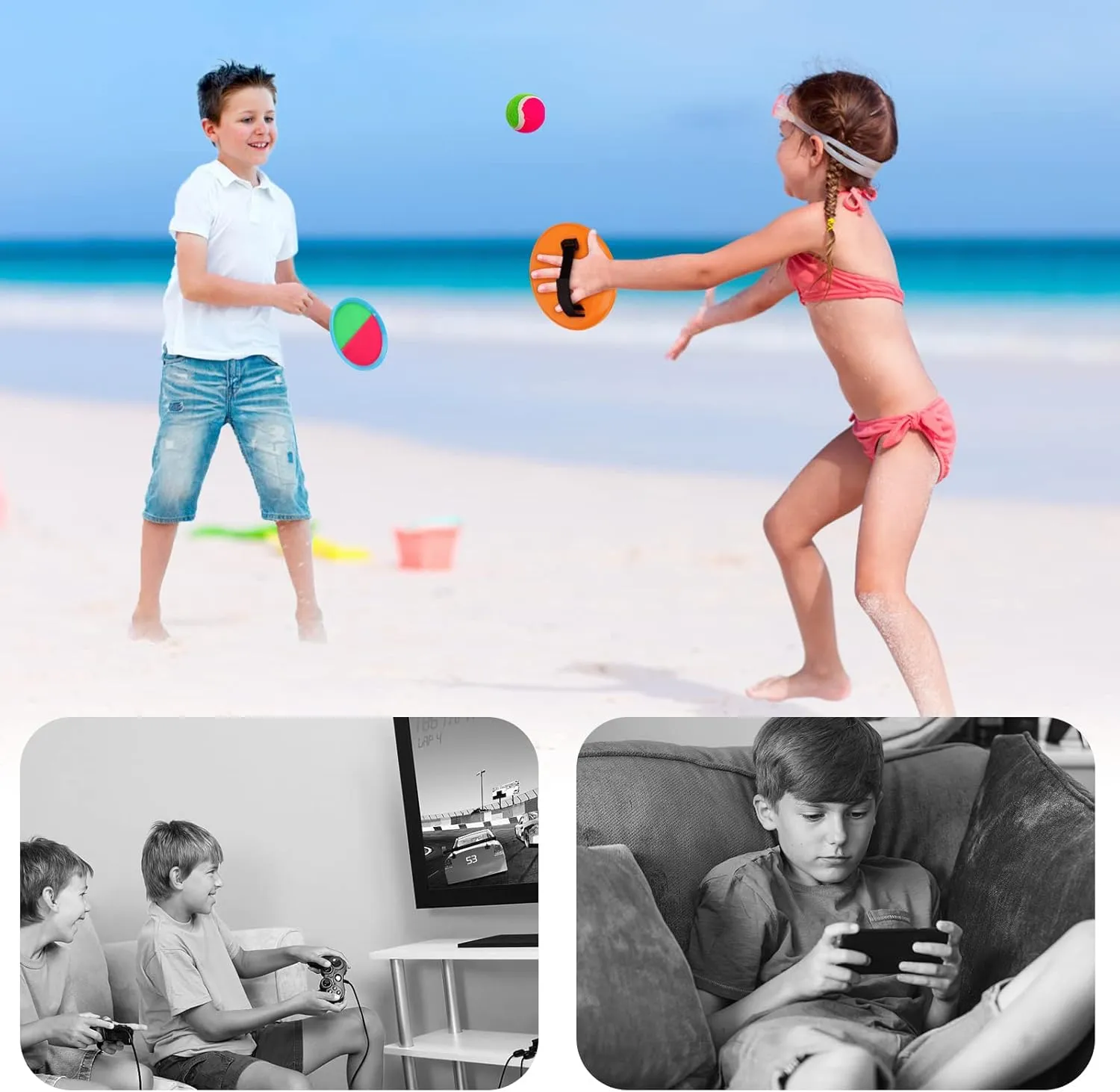 Toss and Catch Game Ball Set,Ball Catch Set Kids Pool Beach Outdoor Summer Toys Games Playground Balls Set for Kids Ages 4-8 Boys Girls