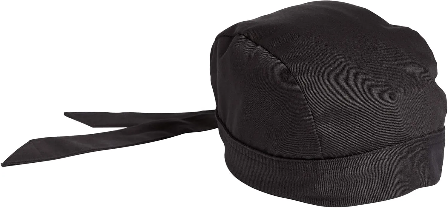 Uncommon Threads Elastic Back Skull Cap Chef Hat with Ties