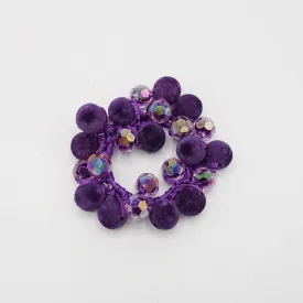 velvet  ball beaded mini disco ball hair elastic ponytail holder
